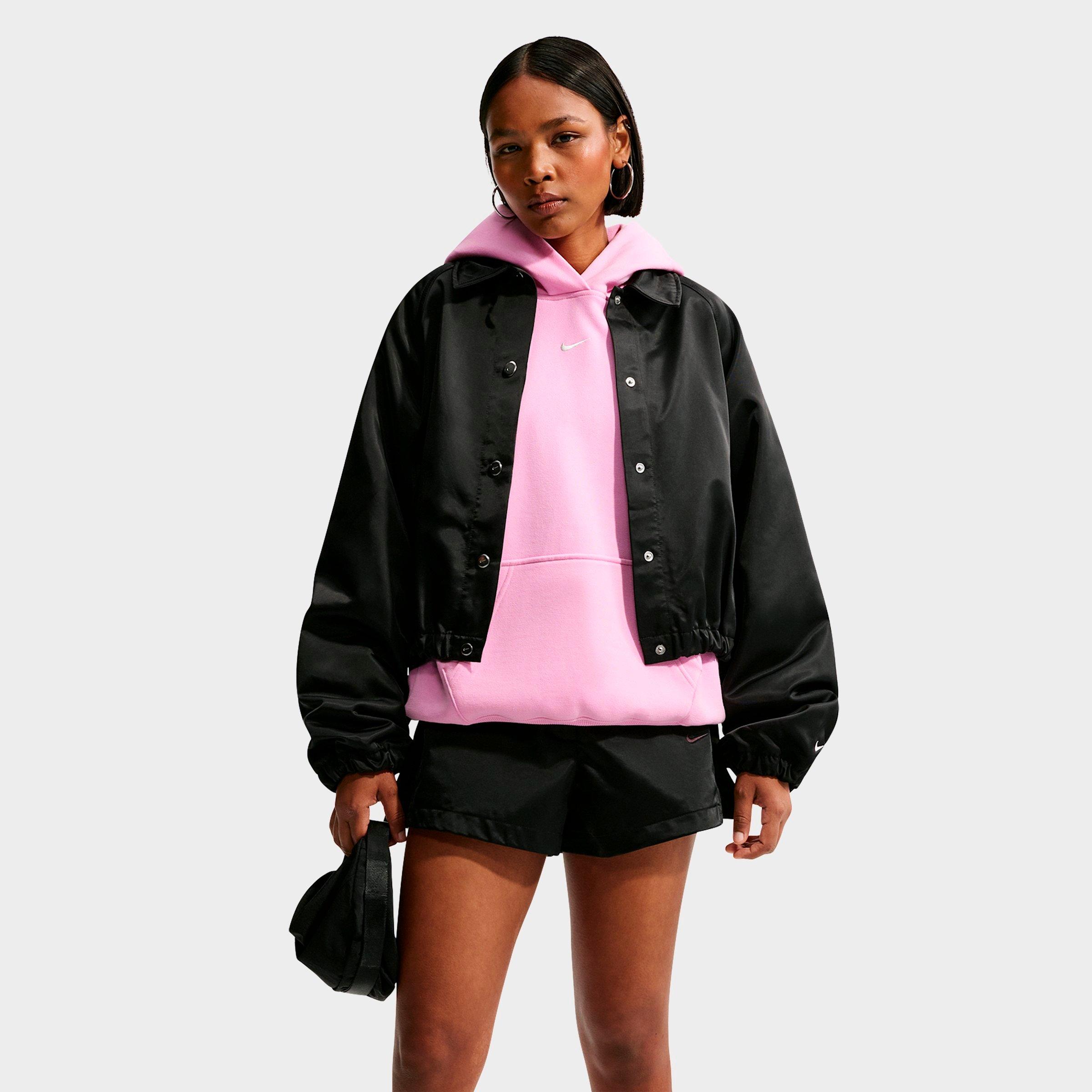 Nike Women's Studio Fleece Medium-Weight Oversized Pullover Hoodie in Pink Rise/Sail Size: XL