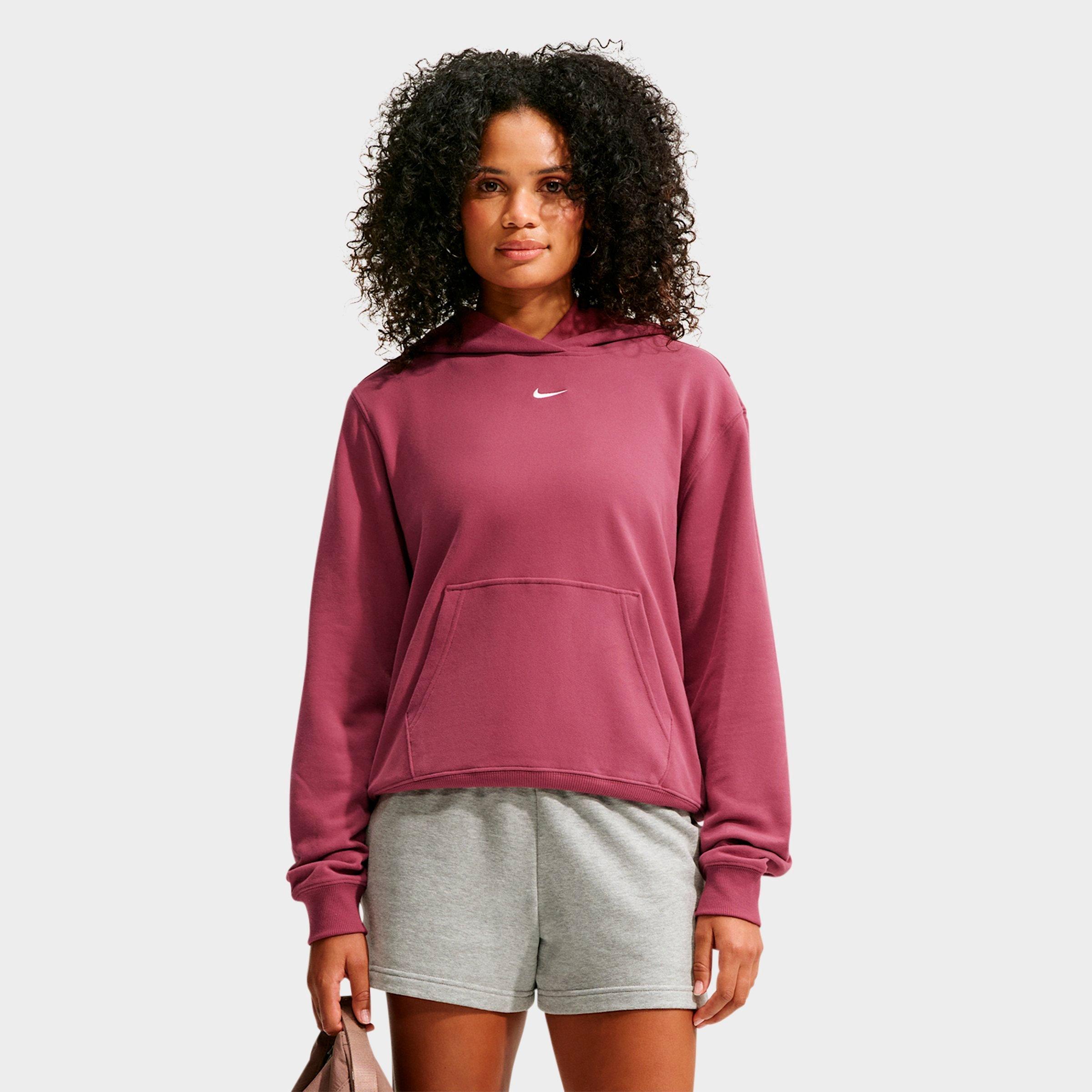Nike Women's Studio Fleece Lightweight French Terry Pullover Hoodie in Pink Smoke/Sail Size: Small
