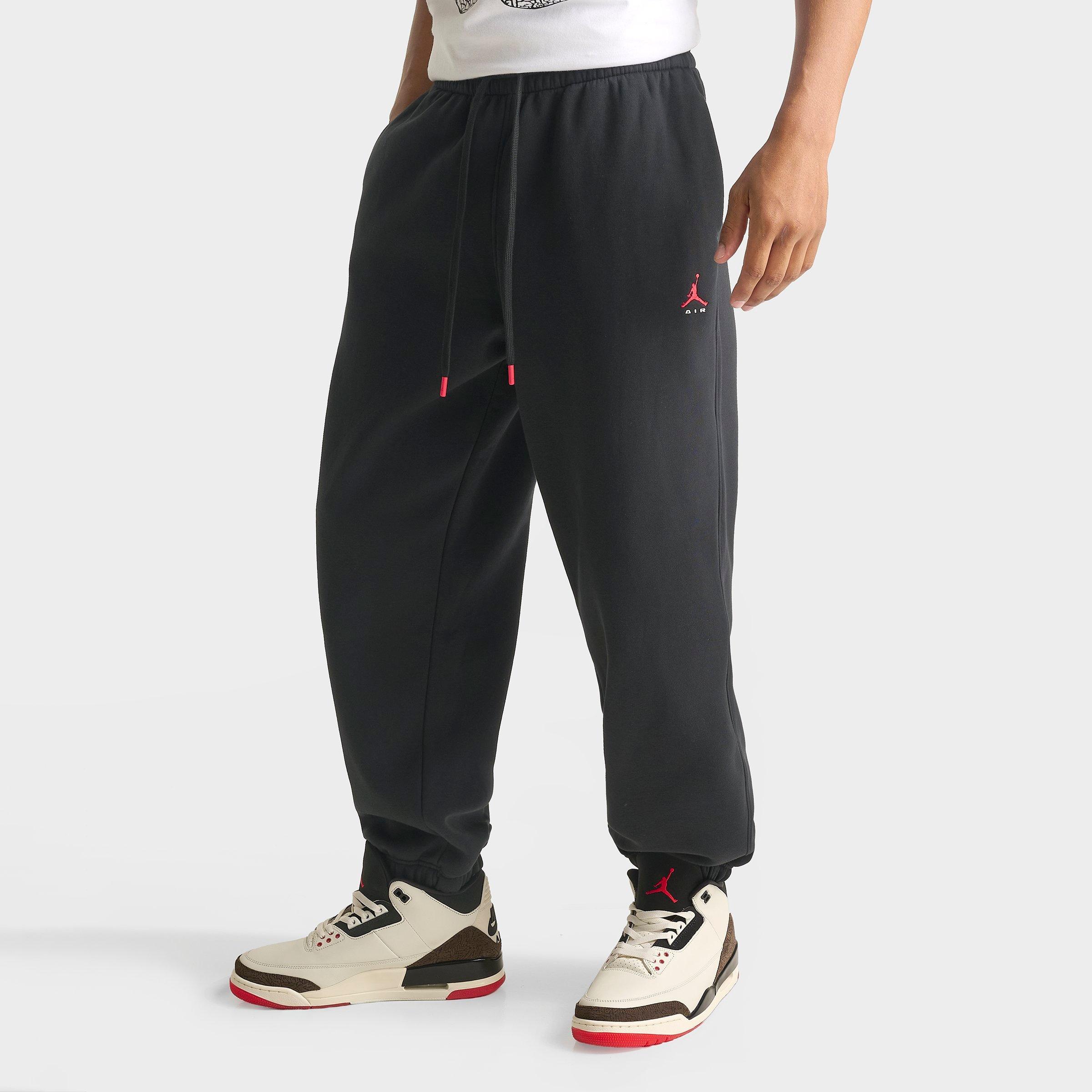 Jordan Men's Brooklyn Jumpman Air French Terry Jogger Pants in Black/University Red Size: Medium