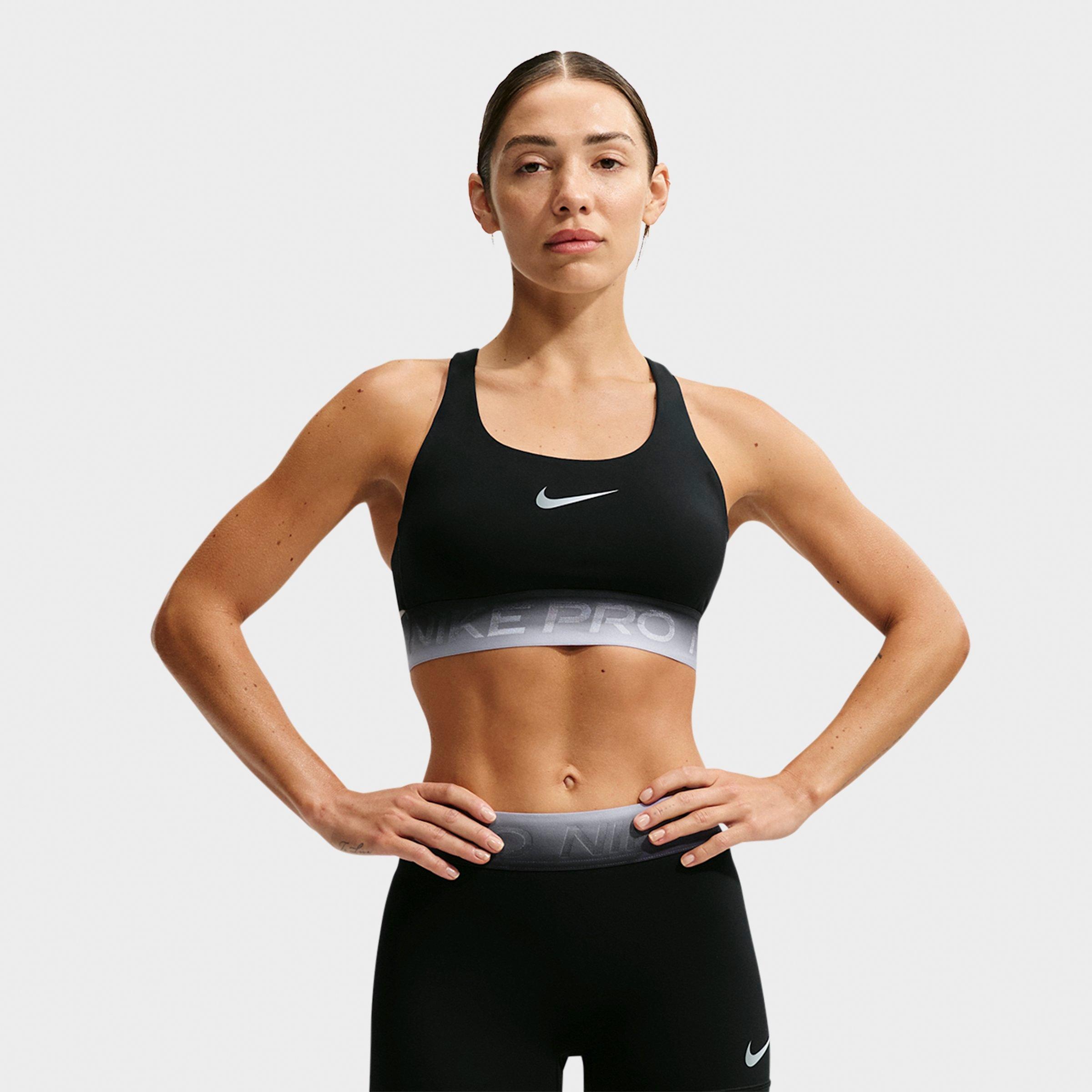 Nike Women's Pro Light Support Non-Padded Sports Bra in Black/Ghost Size: Large