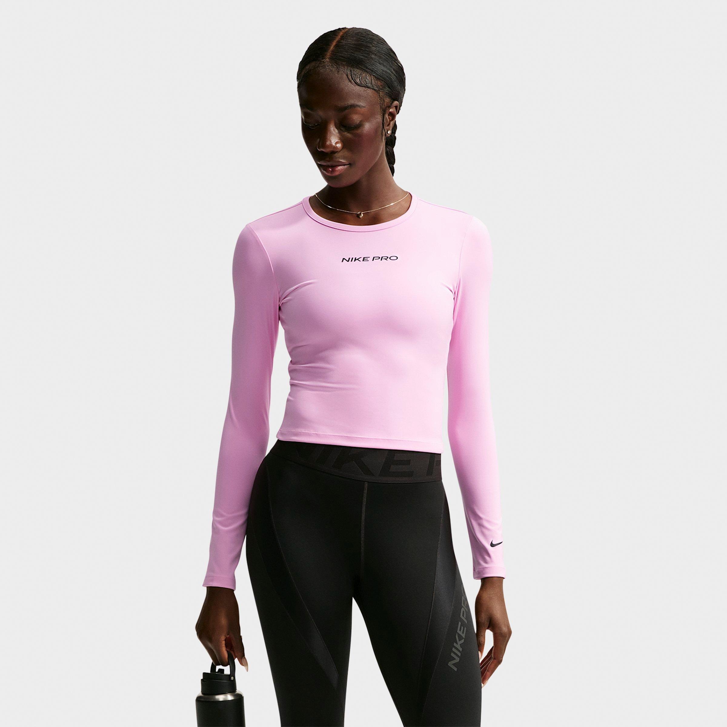 Nike Women's Pro Sculpt Dri-FIT Long-Sleeve Top in Pink Rise/Black Size: Medium