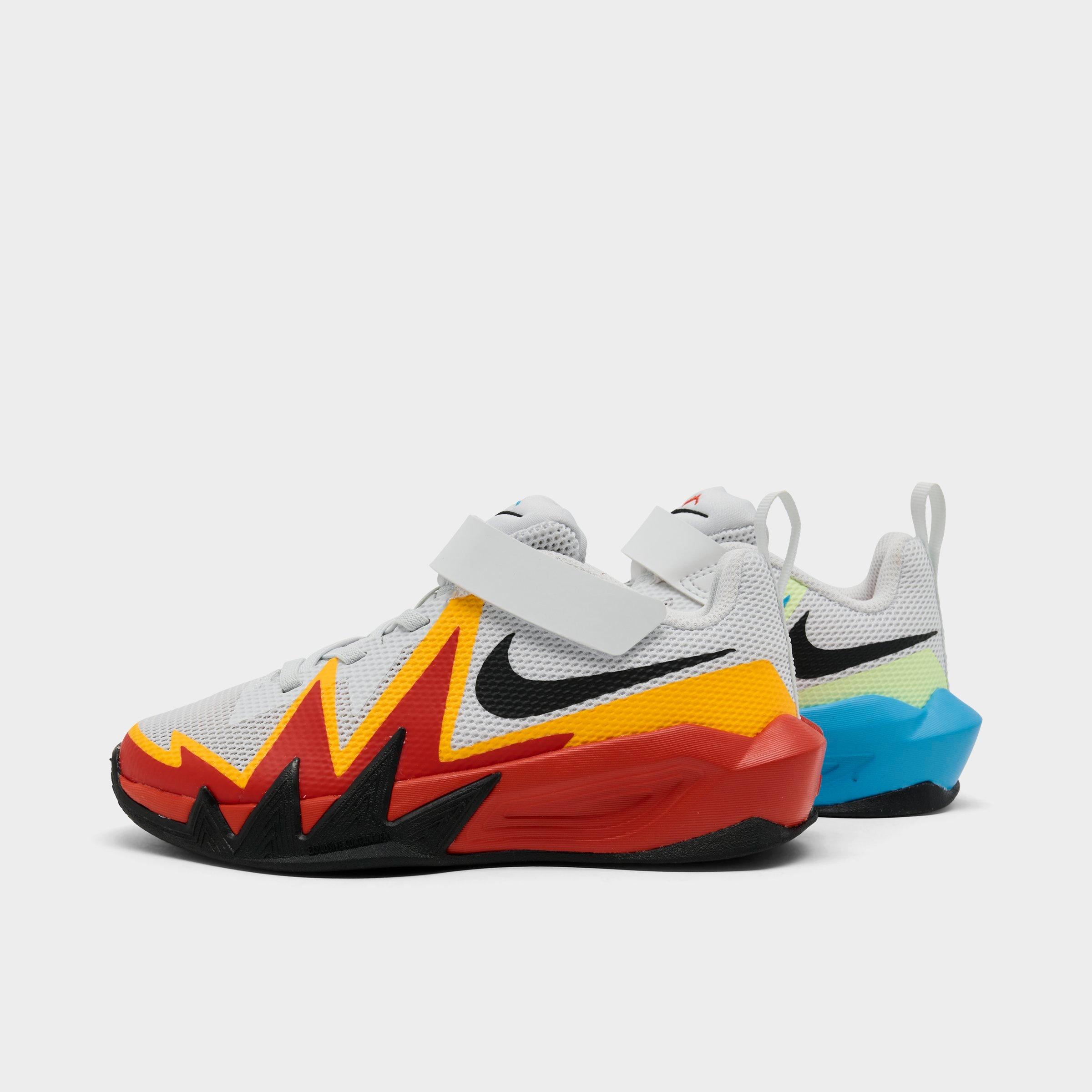 Nike Little Kids S. T. Dynamite Basketball Shoes in Off White/Picante Red/Current Blue Size: 11.5