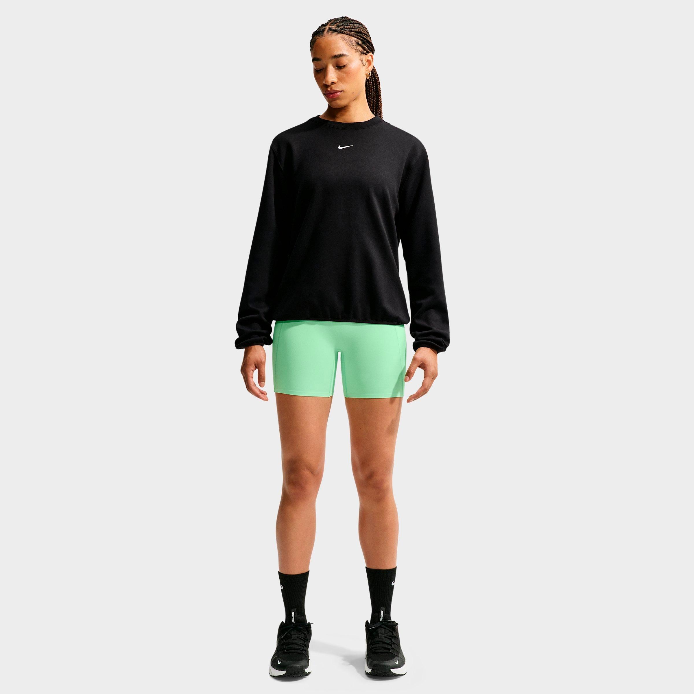 Nike Women's Studio Fleece Sport Dri-FIT Crewneck Sweatshirt in Black/White Size: Large
