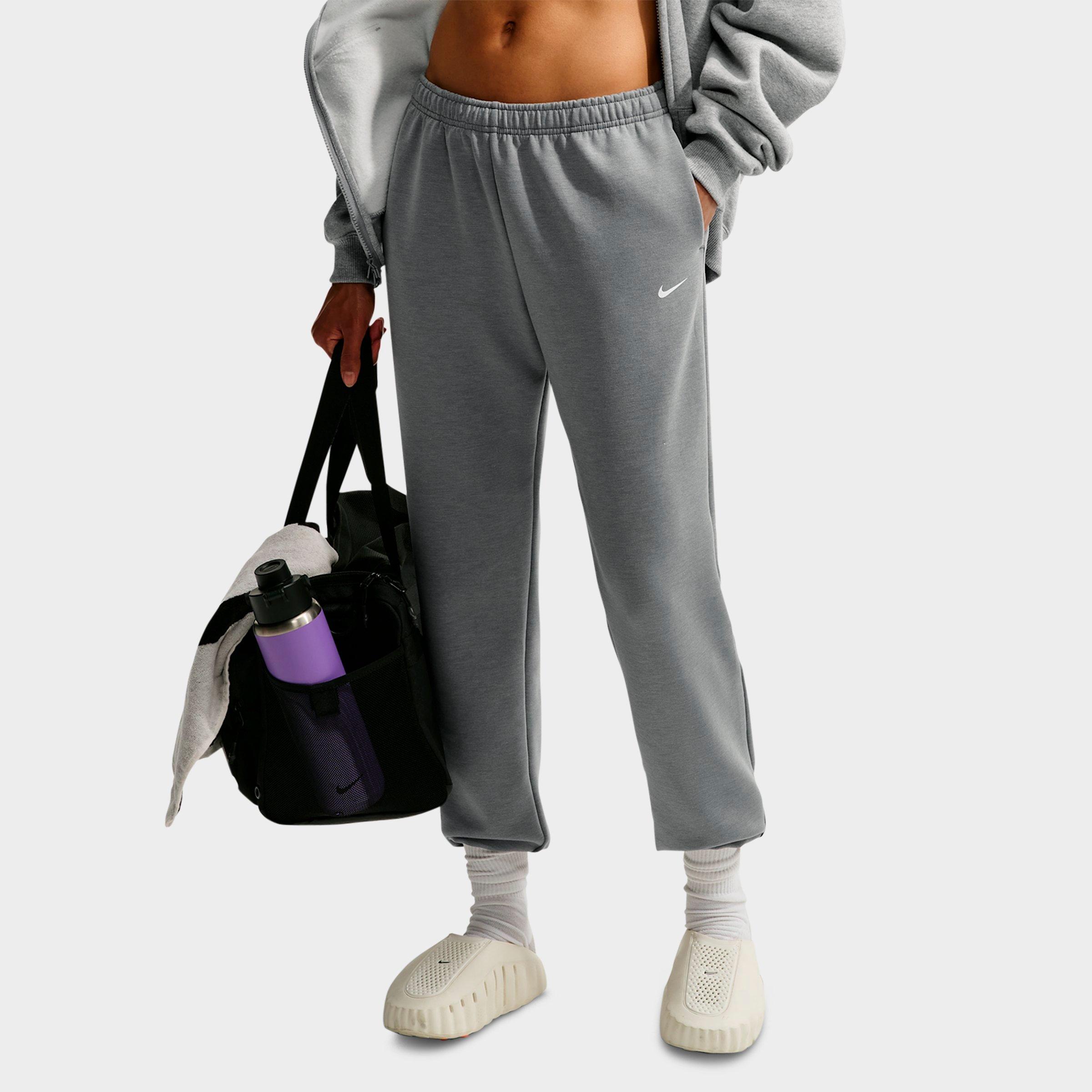 Nike Women's Studio Fleece Sport Mid-Rise Dri-FIT Cuffed Pants in Smoke Grey/Heather/White Size: Small
