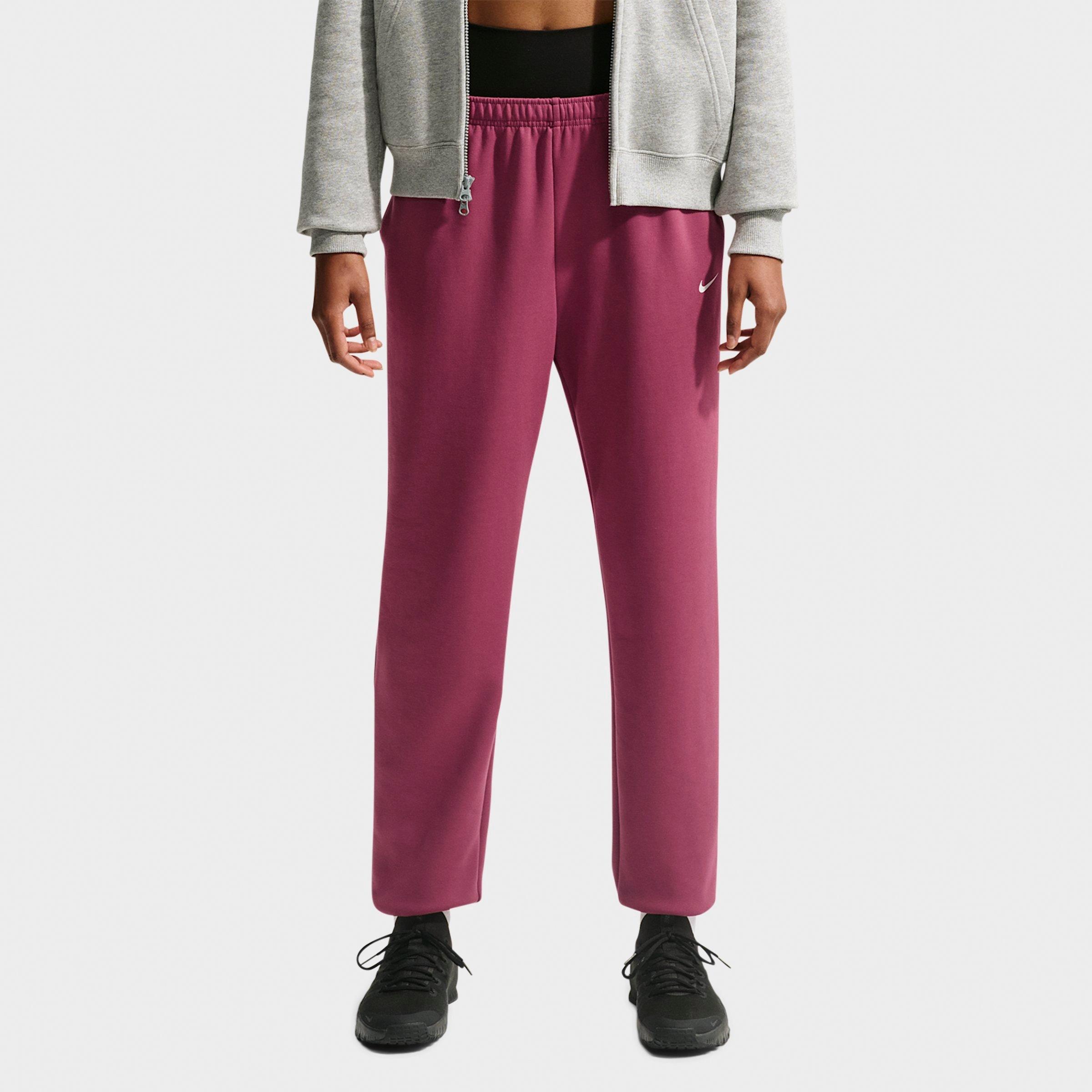 Nike Women's Studio Fleece Sport Mid-Rise Dri-FIT Cuffed Pants in Pink Smoke/White Size: XS