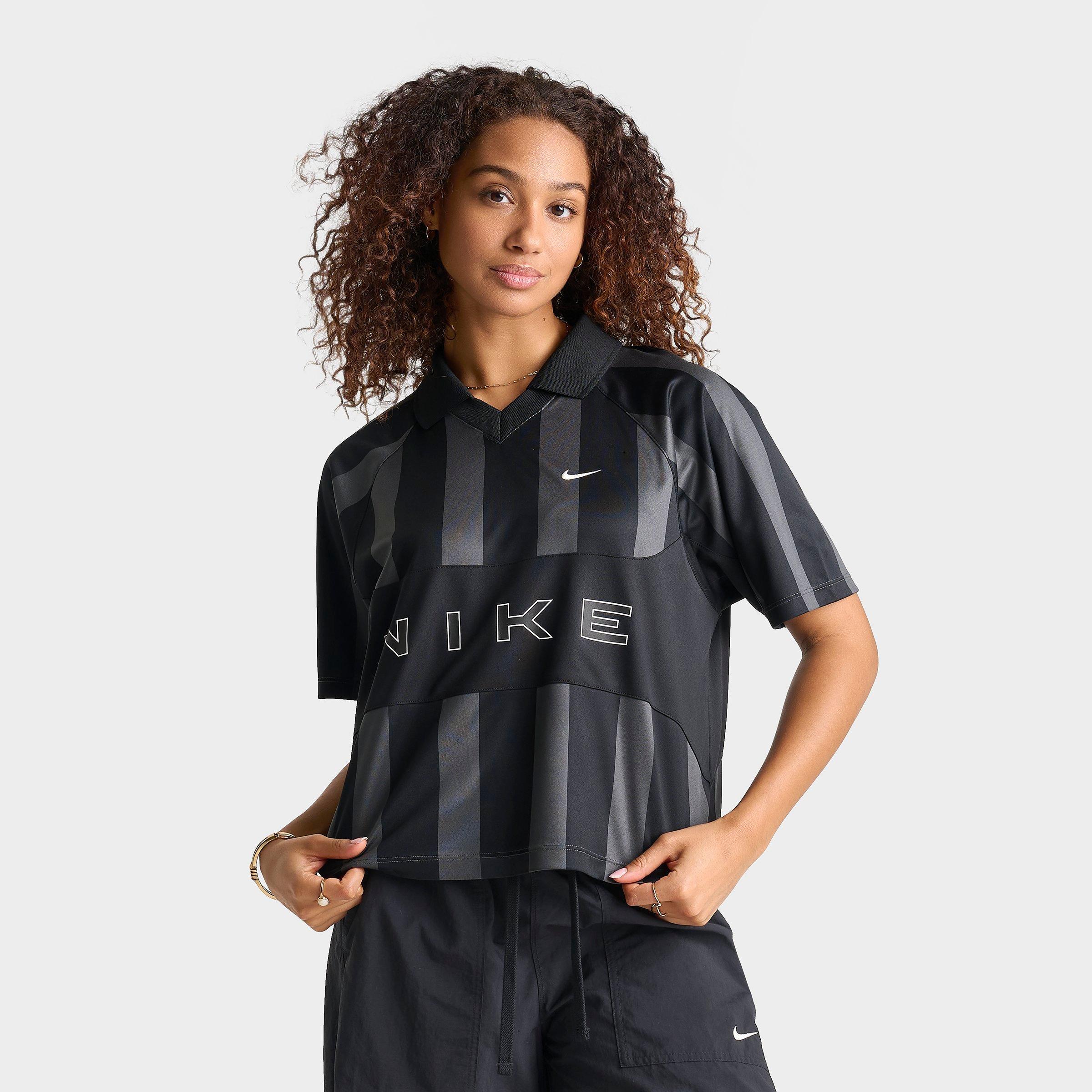 Nike Women's Sportswear Striped Oversized Jersey in Black Size: Medium