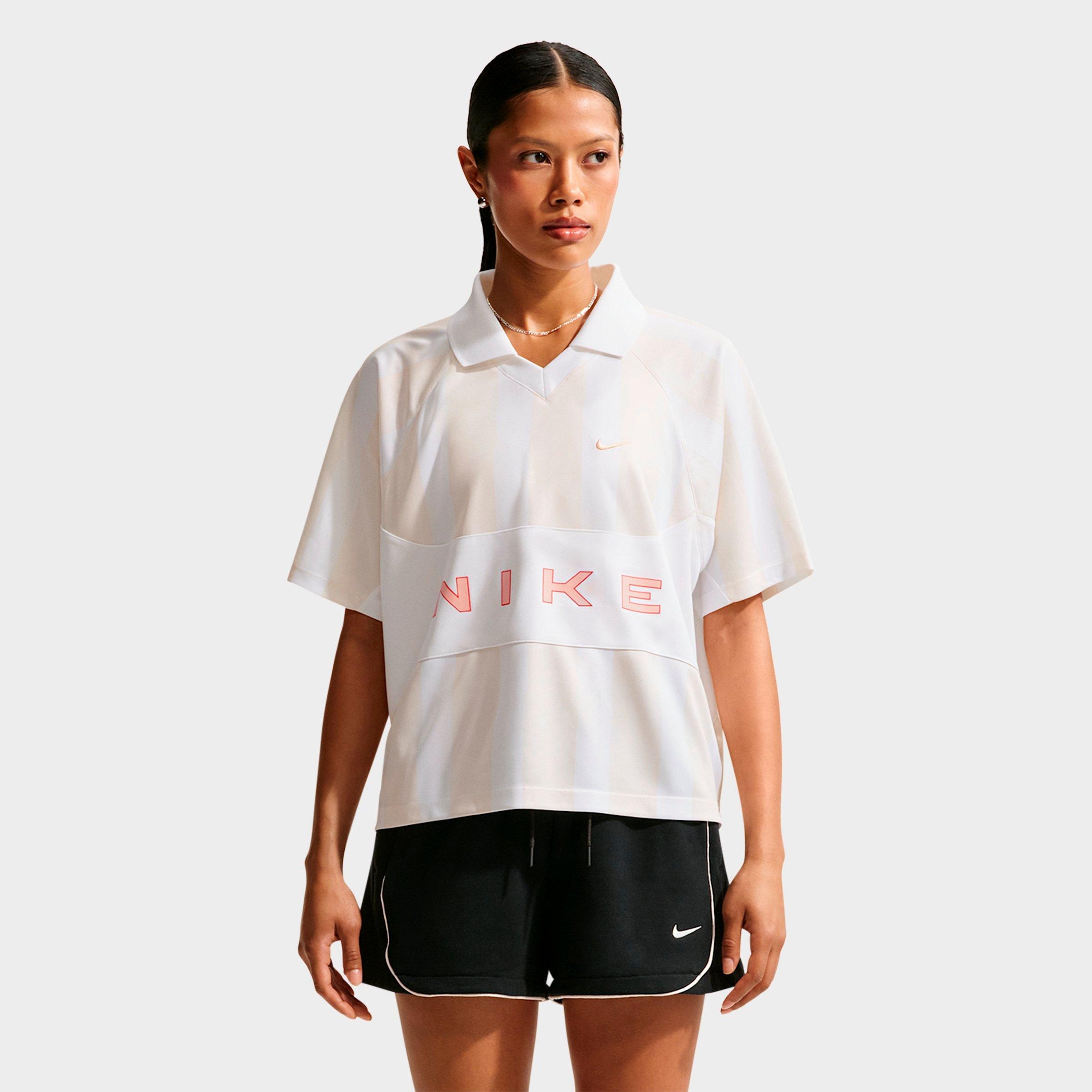 Nike Women's Sportswear Striped Oversized Jersey in Chalk/White/White Size: Small