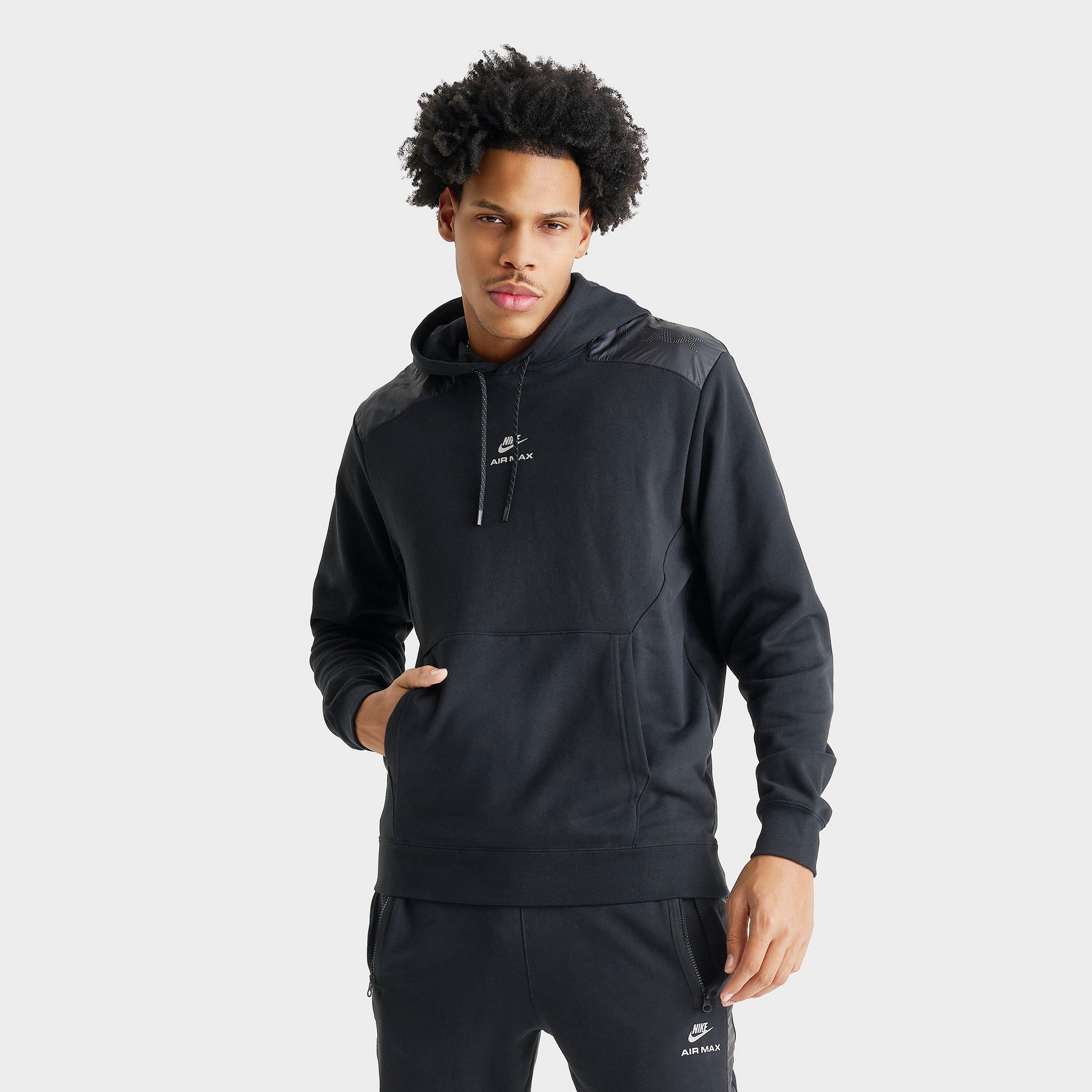 Nike Men's Sportswear Air Max French Terry Fleece Pullover Hoodie in Black/White Size: Small