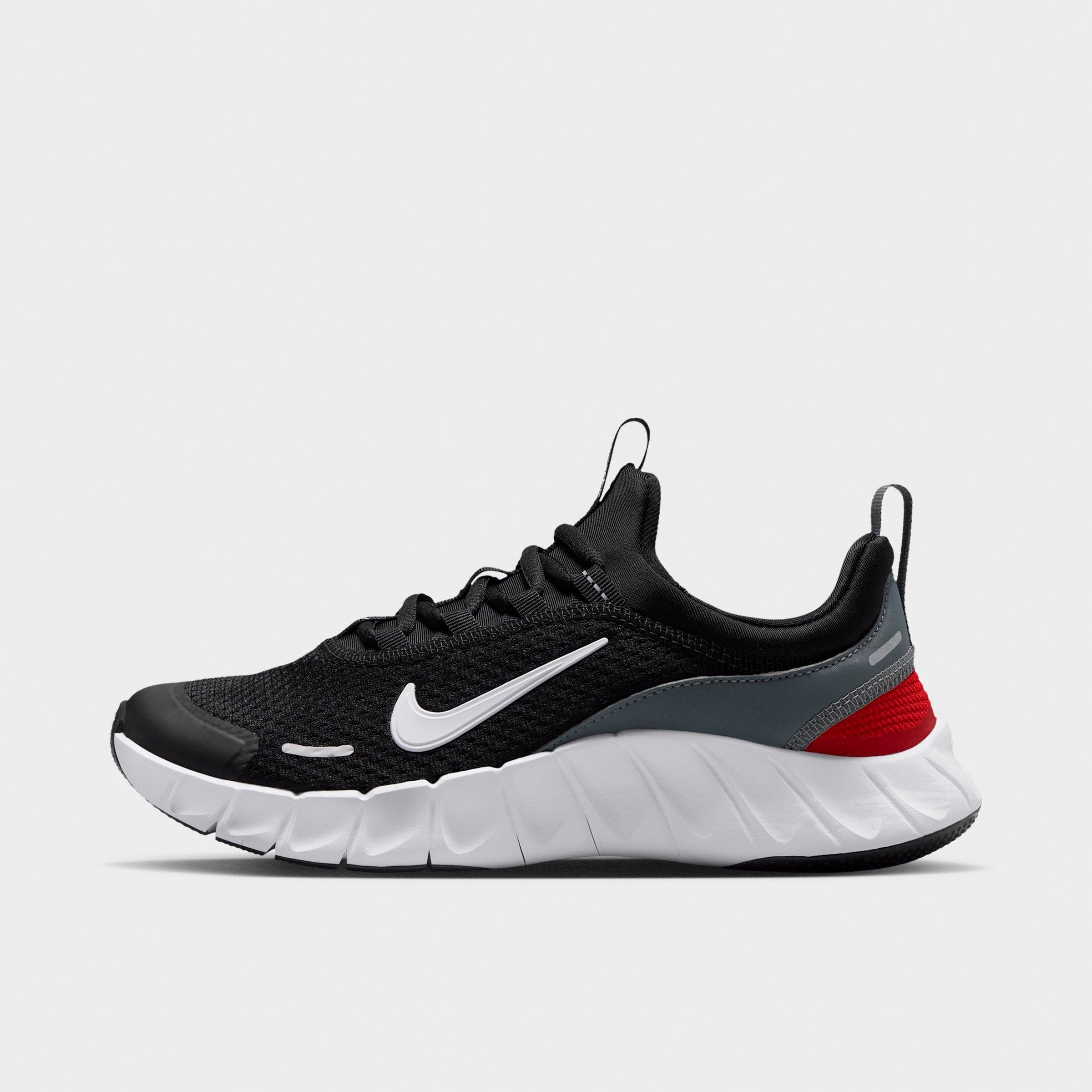 Nike Big Kids Free Ride Running Shoes in Black/Cool Grey/University Red Size: 3.5