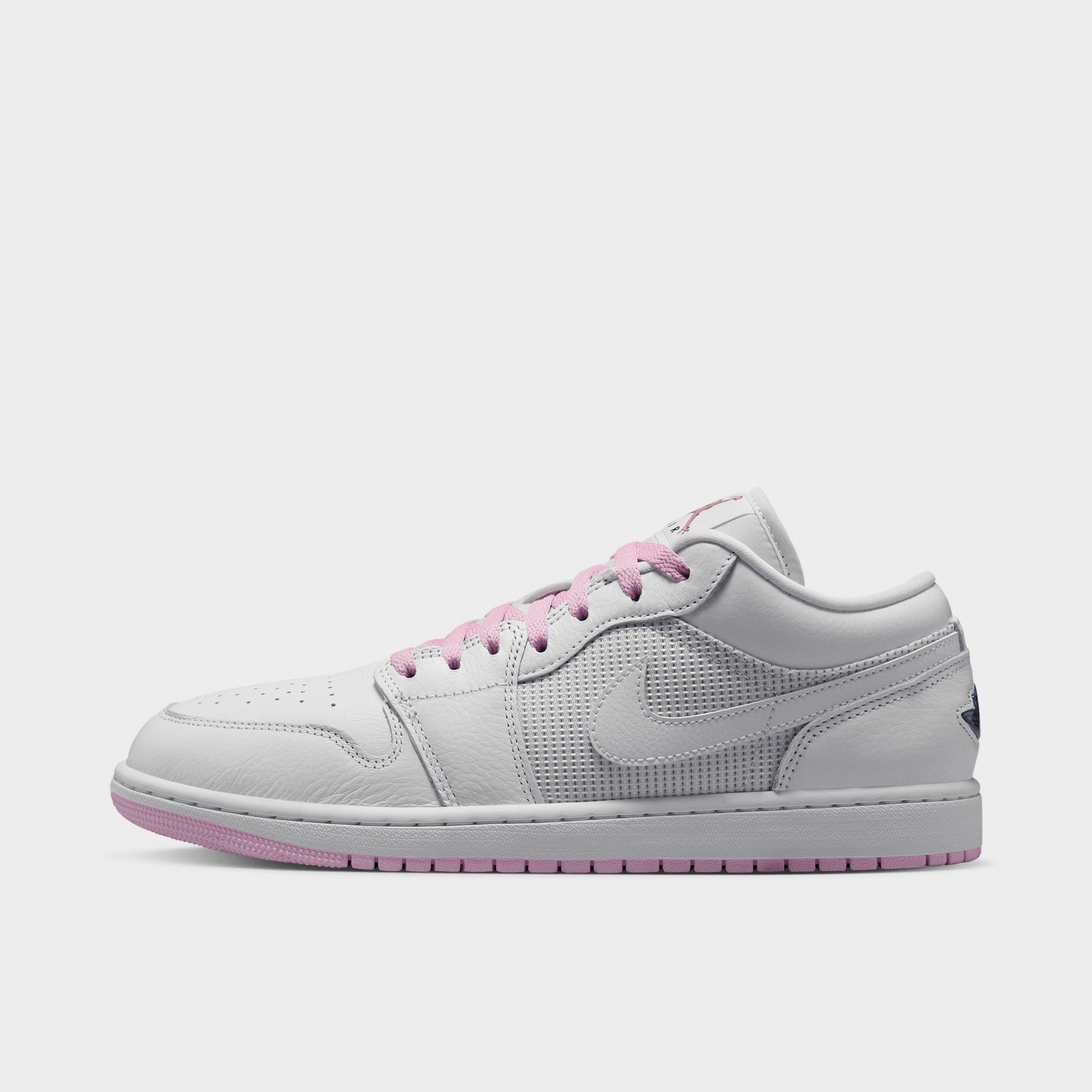 Jordan Men's Air Retro 1 Low SE Casual Shoes in Summit White/Light Arctic Pink/Silver Size: 7.0