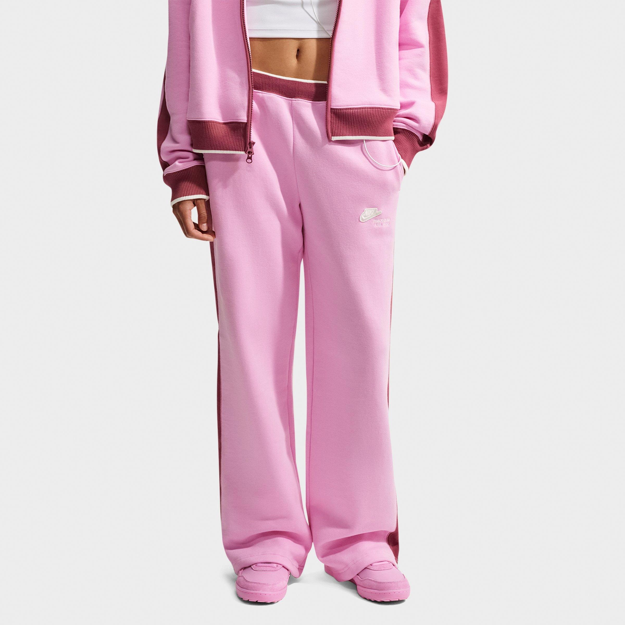Nike Women's Studio Fleece Medium-Weight " Run Club" Mid-Rise Track Pants in Pink Rise/Pink Smoke/Sail Size: XS