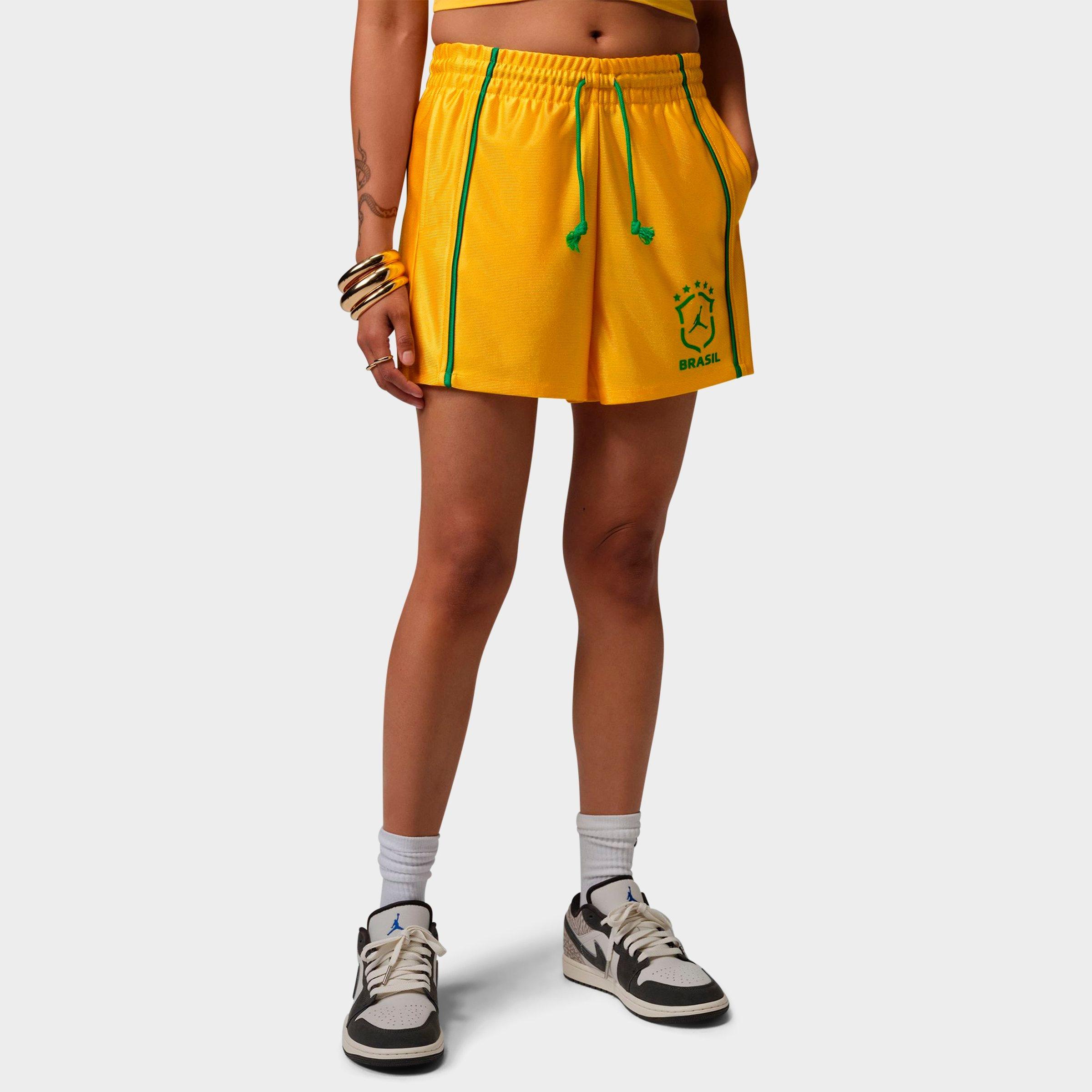 Jordan Women's Brooklyn Brazil Knit Shorts in Varsity Maize/Lucky Green Size: XL