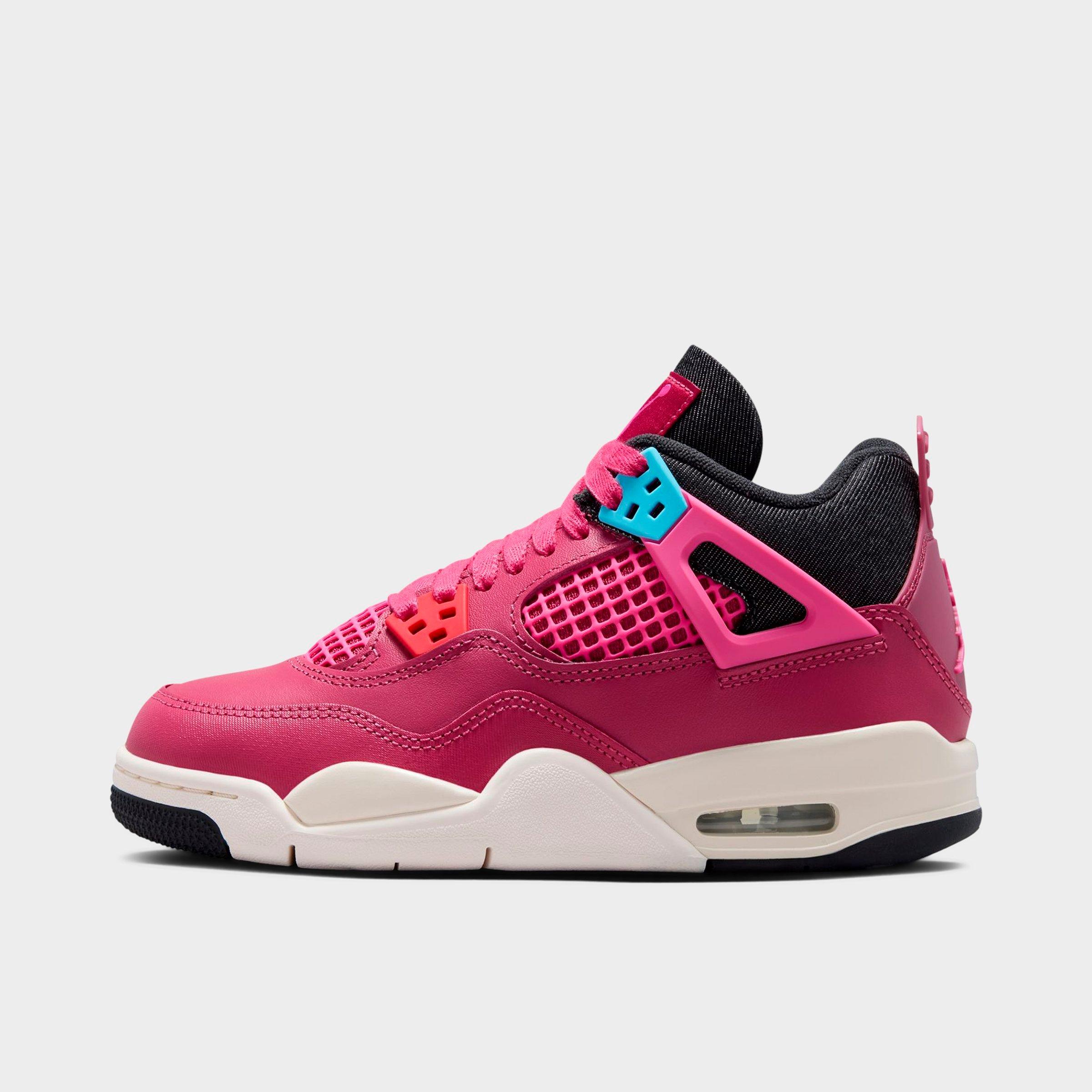 Jordan Girls' Big Kids Air Retro 4 Basketball Shoes in Sweet Beet/Desert Pink/Off Noir Size: 6.0
