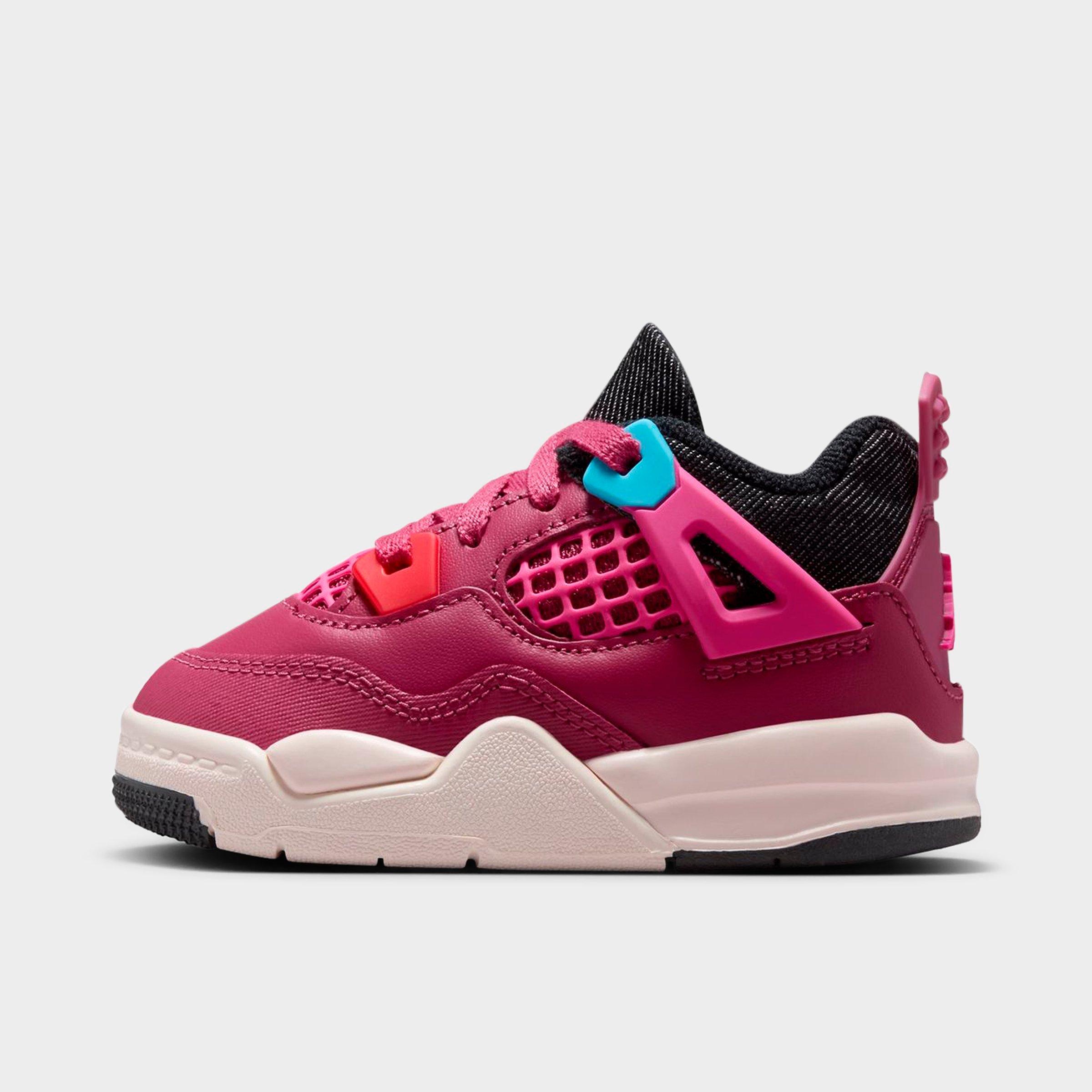 Jordan Kids Toddler Air Retro 4 Basketball Shoes in Sweet Beet/Desert Pink/Off Noir Size: 4.0
