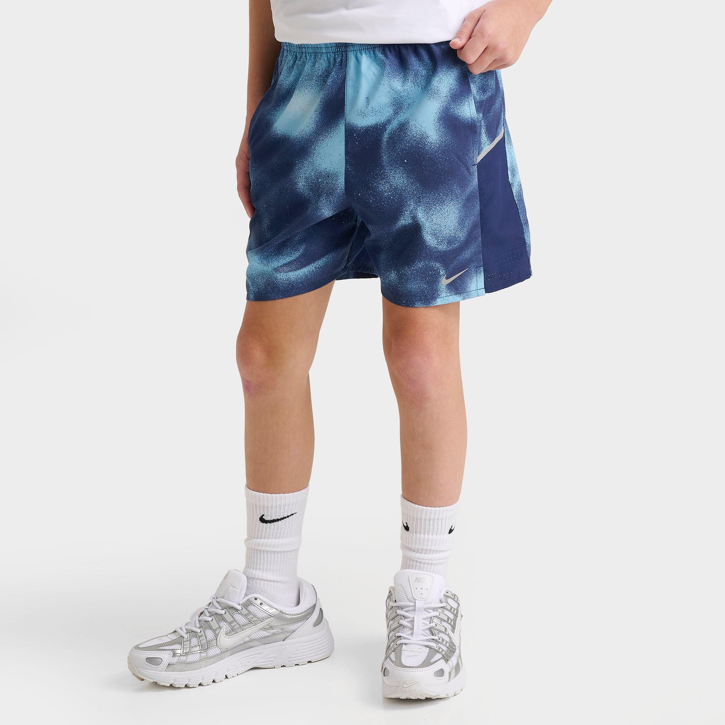 Nike Big Kids Miler Graphic Dri-FIT Training Shorts in Football Blue/Midnight Navy Size: Large