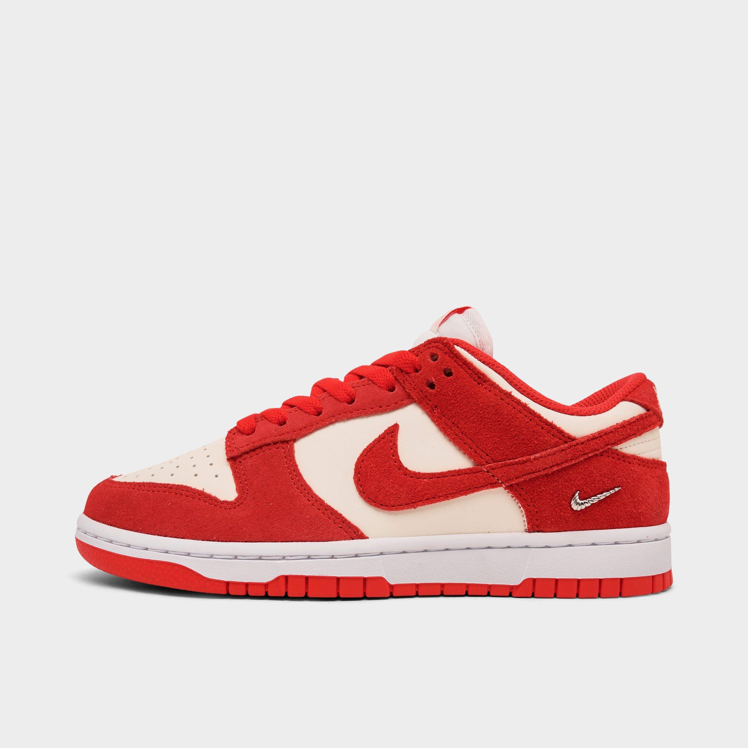 Nike Women's Dunk Low Suede Casual Shoes in Sail/Light Crimson/White Size: 5.0