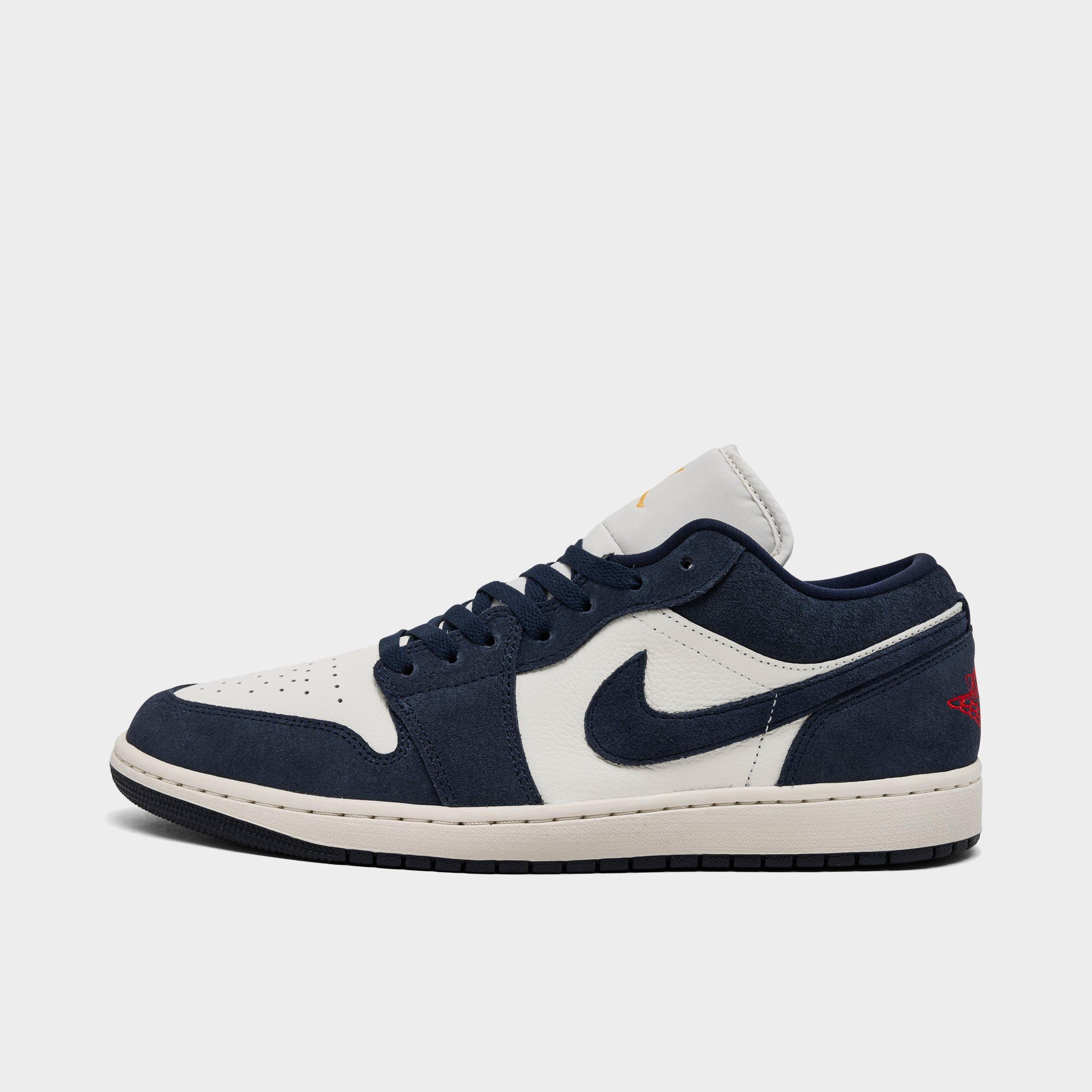 Jordan Men's Air Retro 1 Low SE Casual Shoes in Obsidian/University Gold/Chile Red Size: 7.5