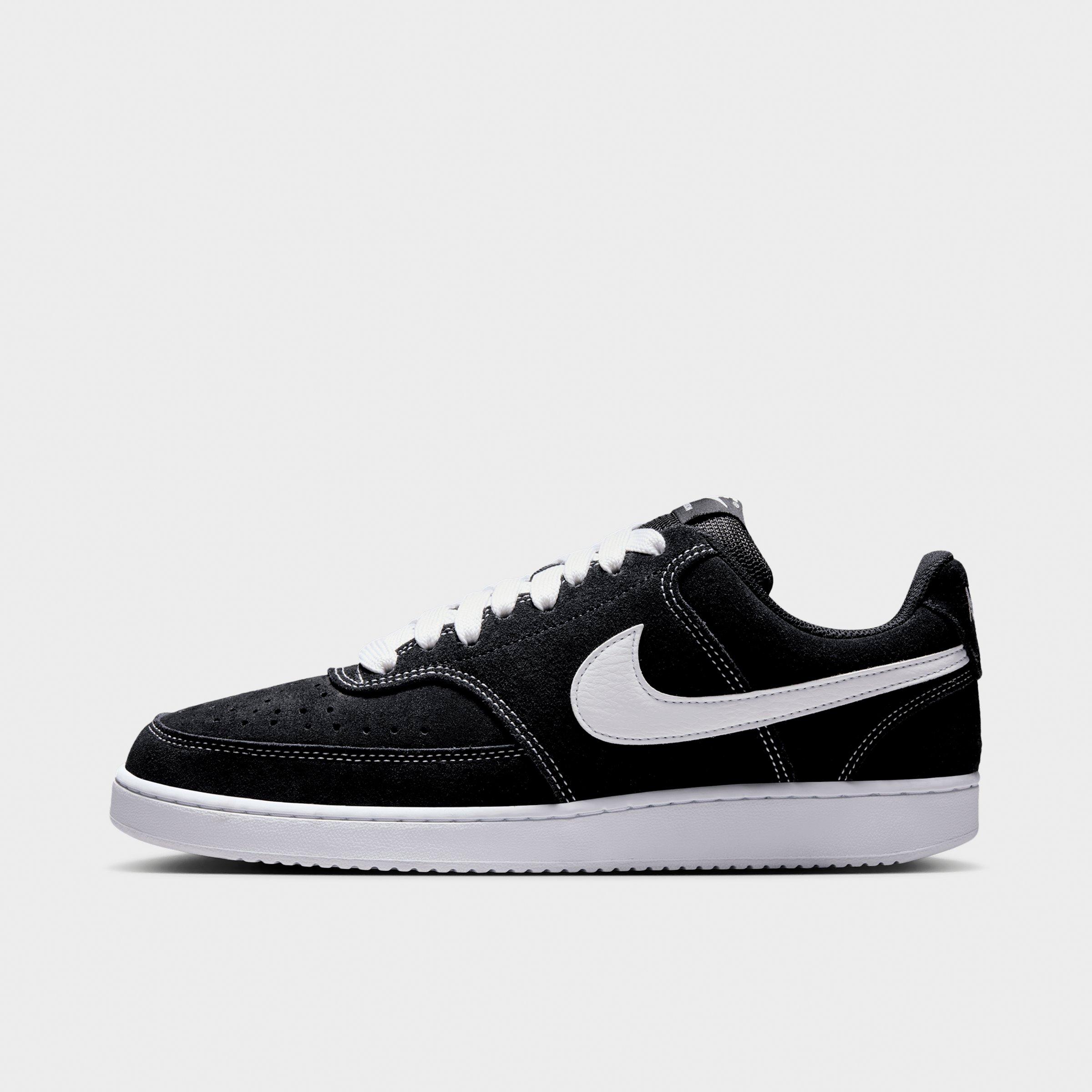 Nike Men's Court Vision Low FL Casual Shoes in Black/White Size: 8.5