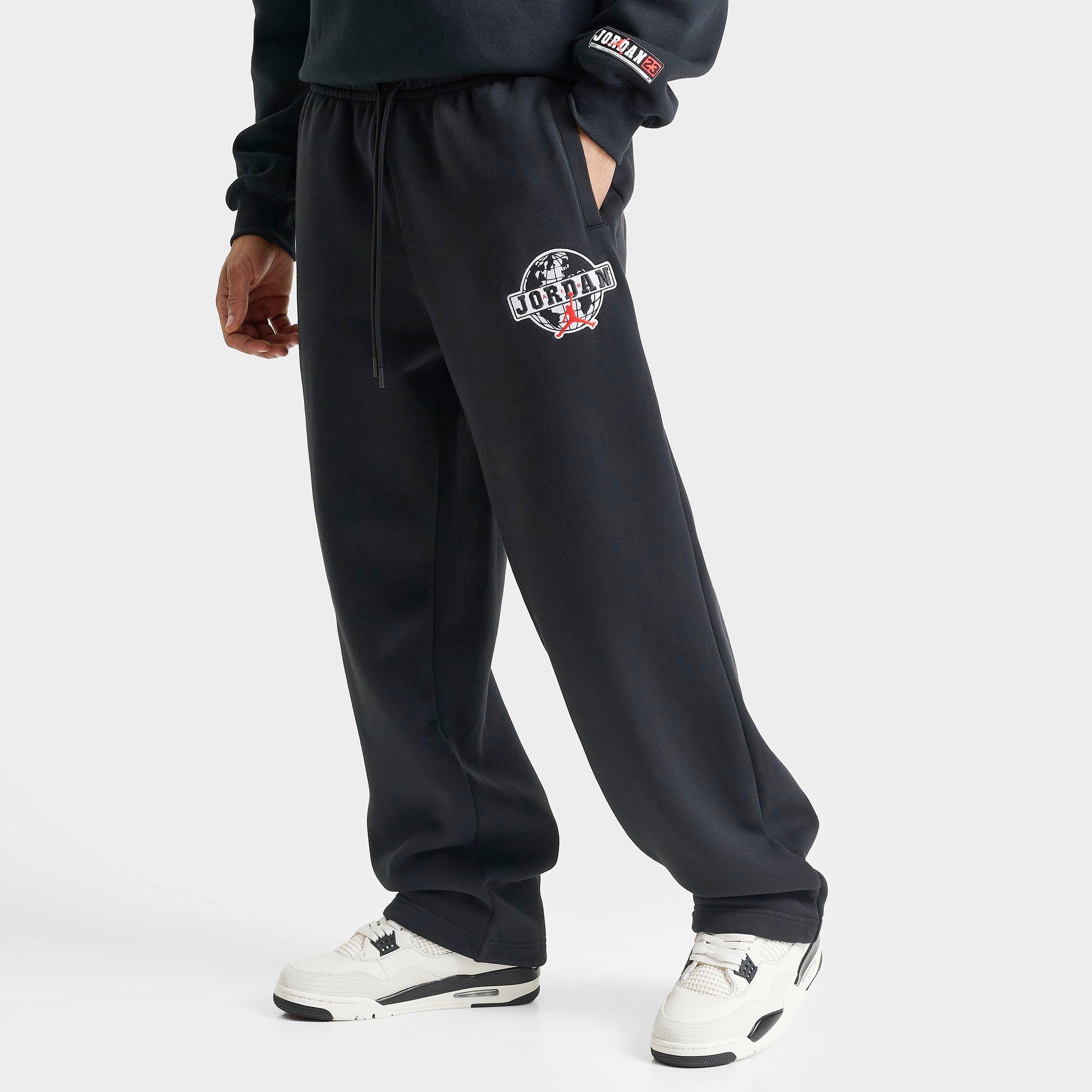 Jordan Men's Brooklyn Varsity Open-Hem Pants in Black/Chile Red Size: Small