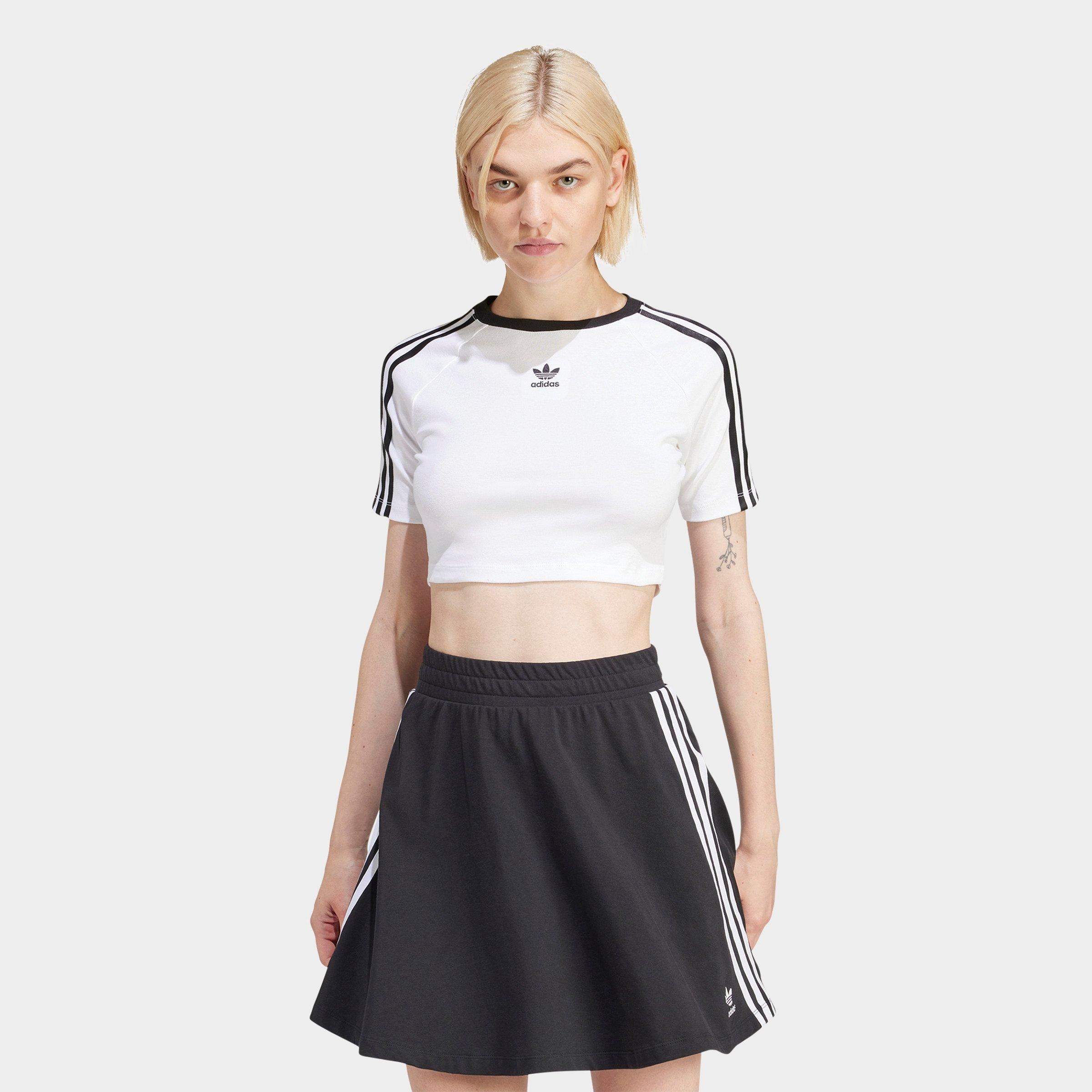 adidas Women's Originals adicolor 3-Stripes Baby T-Shirt in White Size: 2XS