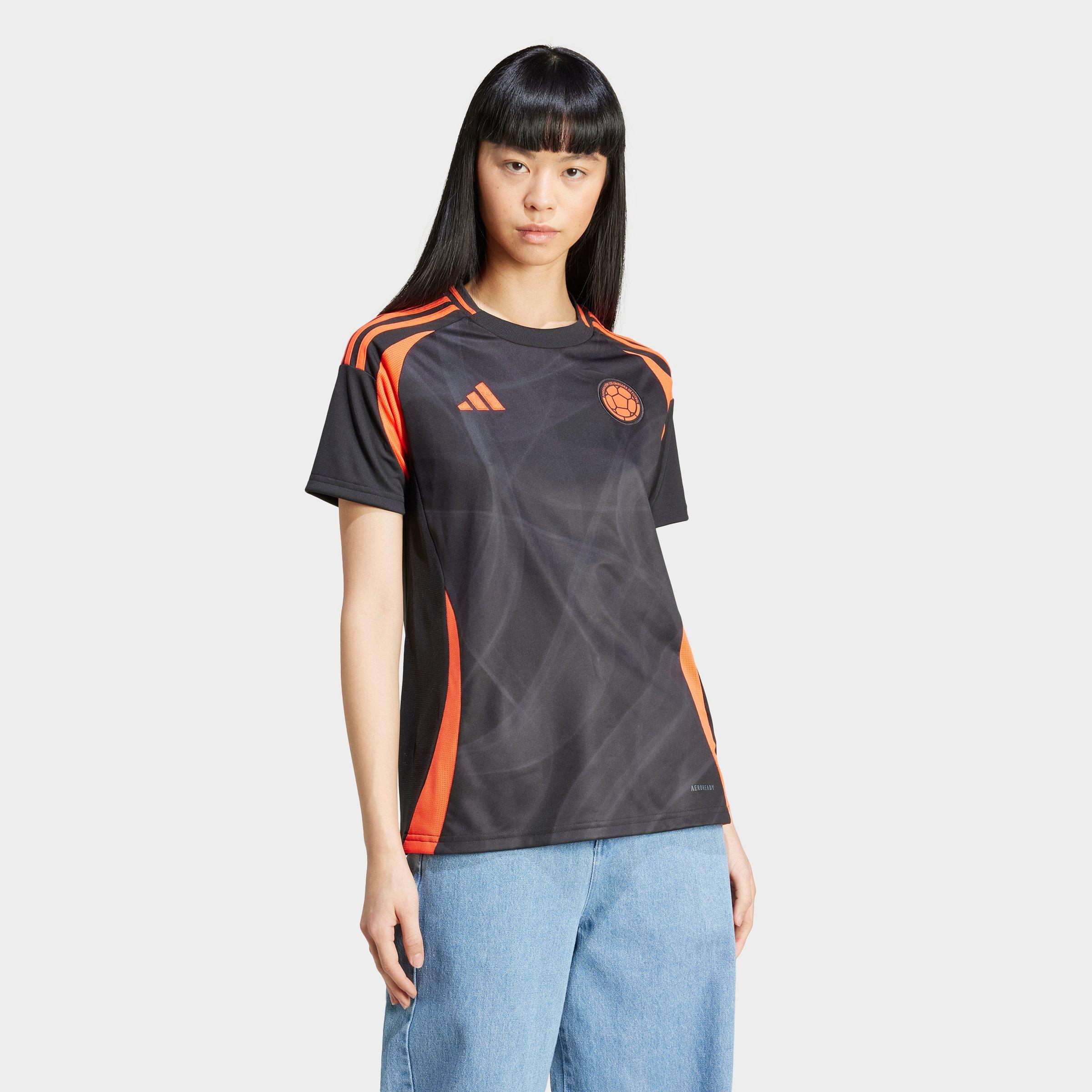 Adidas Women's Colombia 2024 Away Soccer Jersey Shirt in Black/Black Size Large Polyester/Jersey Shirt