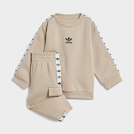 Adidas Originals Babies' Adidas Infant And Kids' Toddler Originals Tape Crew Sweatshirt And Cargo Pants Set In Wonder Beige