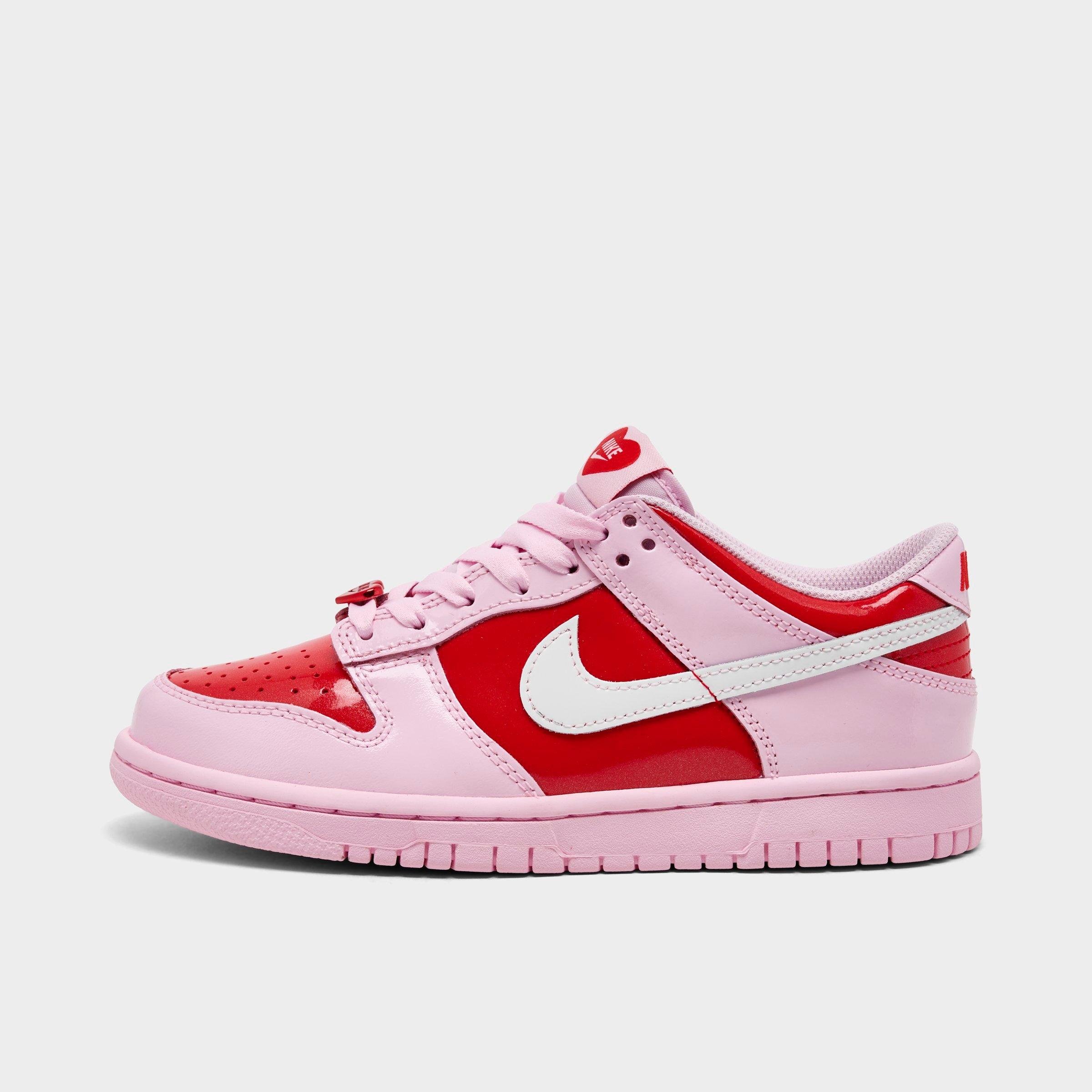 Nike Girls' Big Kids Dunk Low Casual Shoes in Pink Foam/Light Crimson/Summit White Size: 3.5