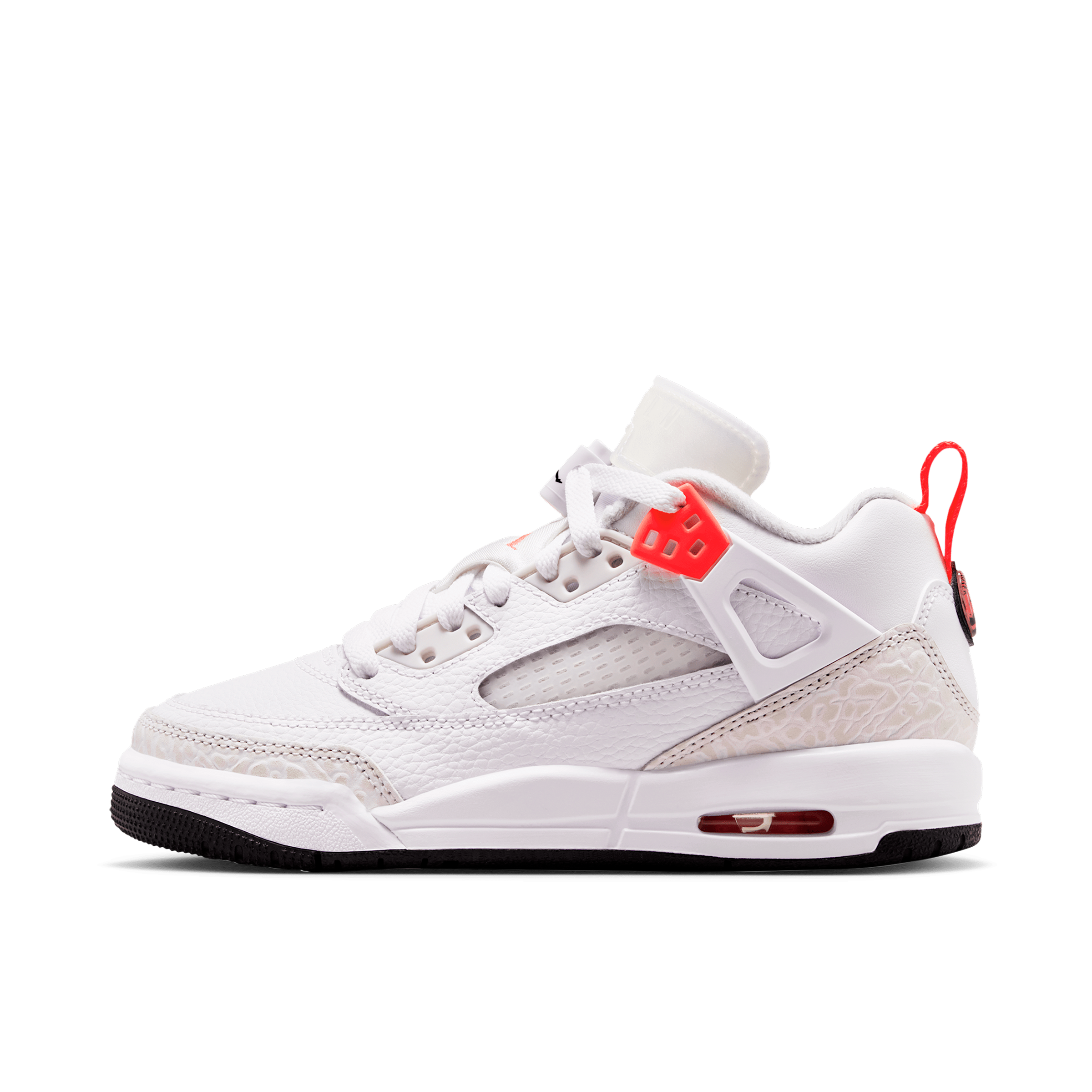 Jordan Big Kids Spizike Low Casual Shoes in White/Vast Grey/Black Size: 7.0