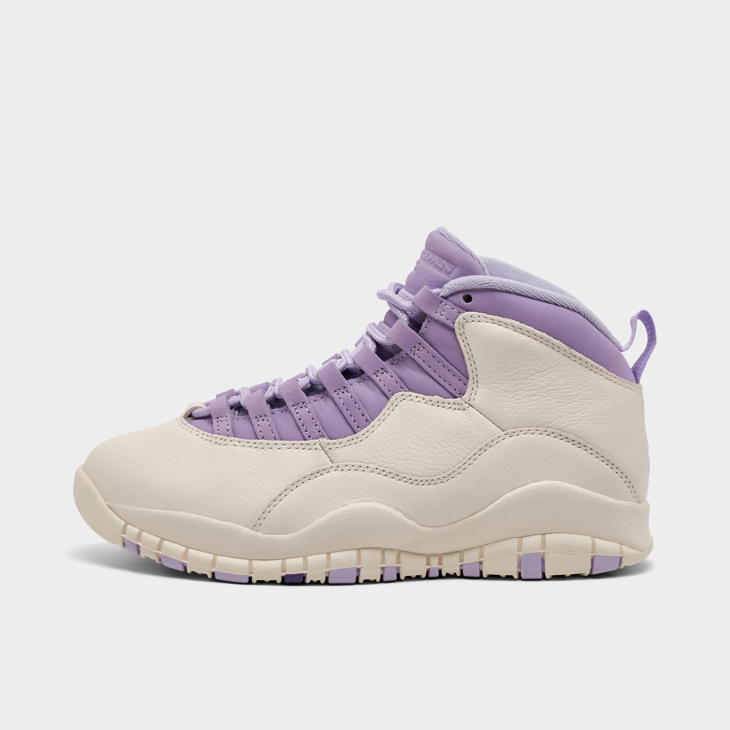 Jordan Women's Air Retro 10 Casual Shoes in Chalk/Hydrangeas/Wild Grape Size: 5.0
