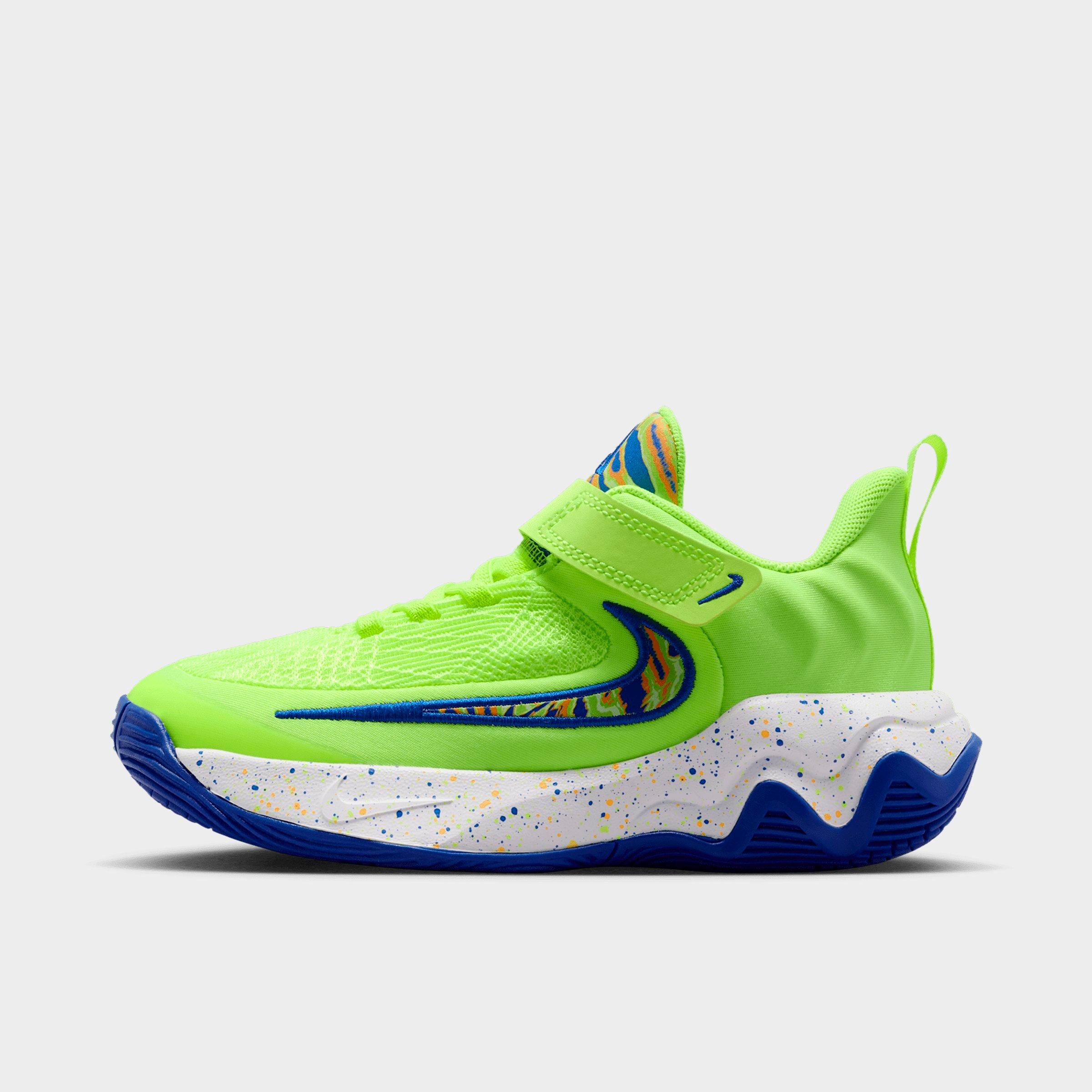 Nike Little Kids Giannis Immortality 4 SE Stretch Lace Basketball Shoes in Volt Ice/Game Royal/Laser Orange Size: 1.0