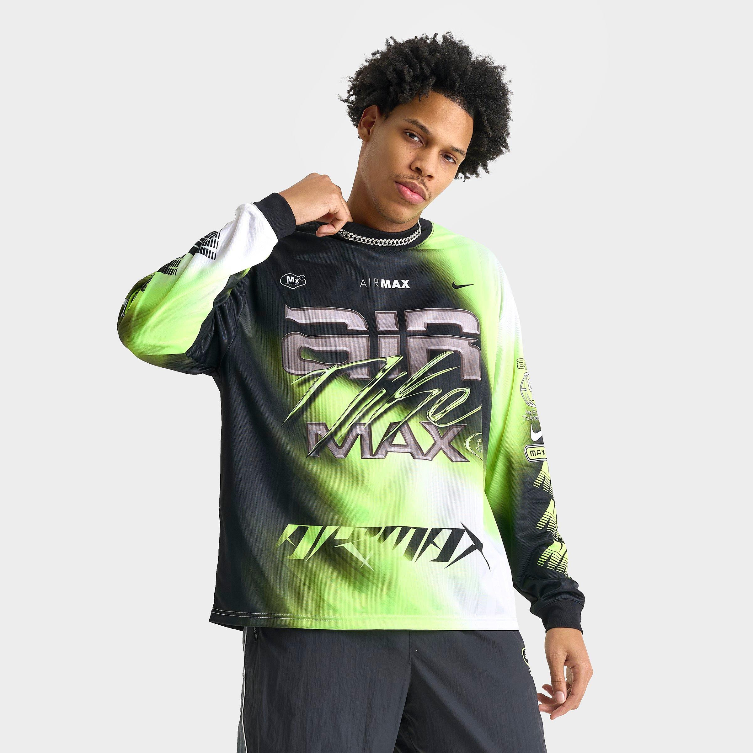 Nike Men's Culture of Football Air Max Dri-FIT Long-Sleeve Soccer Jersey in Volt/Black/White Size: Small