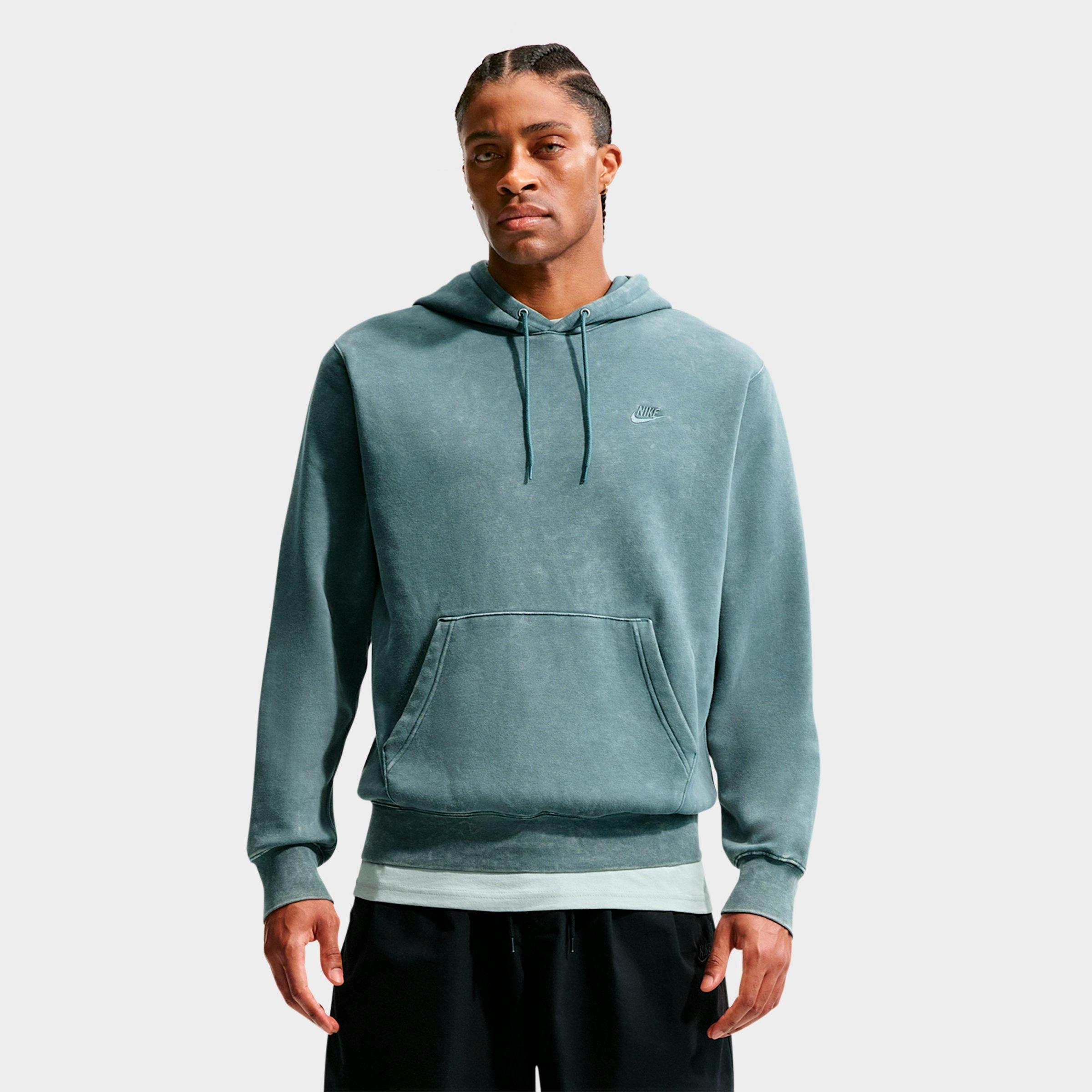 Nike Men's Sportswear Club Washed Fleece Hoodie in Mineral Slate/Mineral Slate Size: Medium