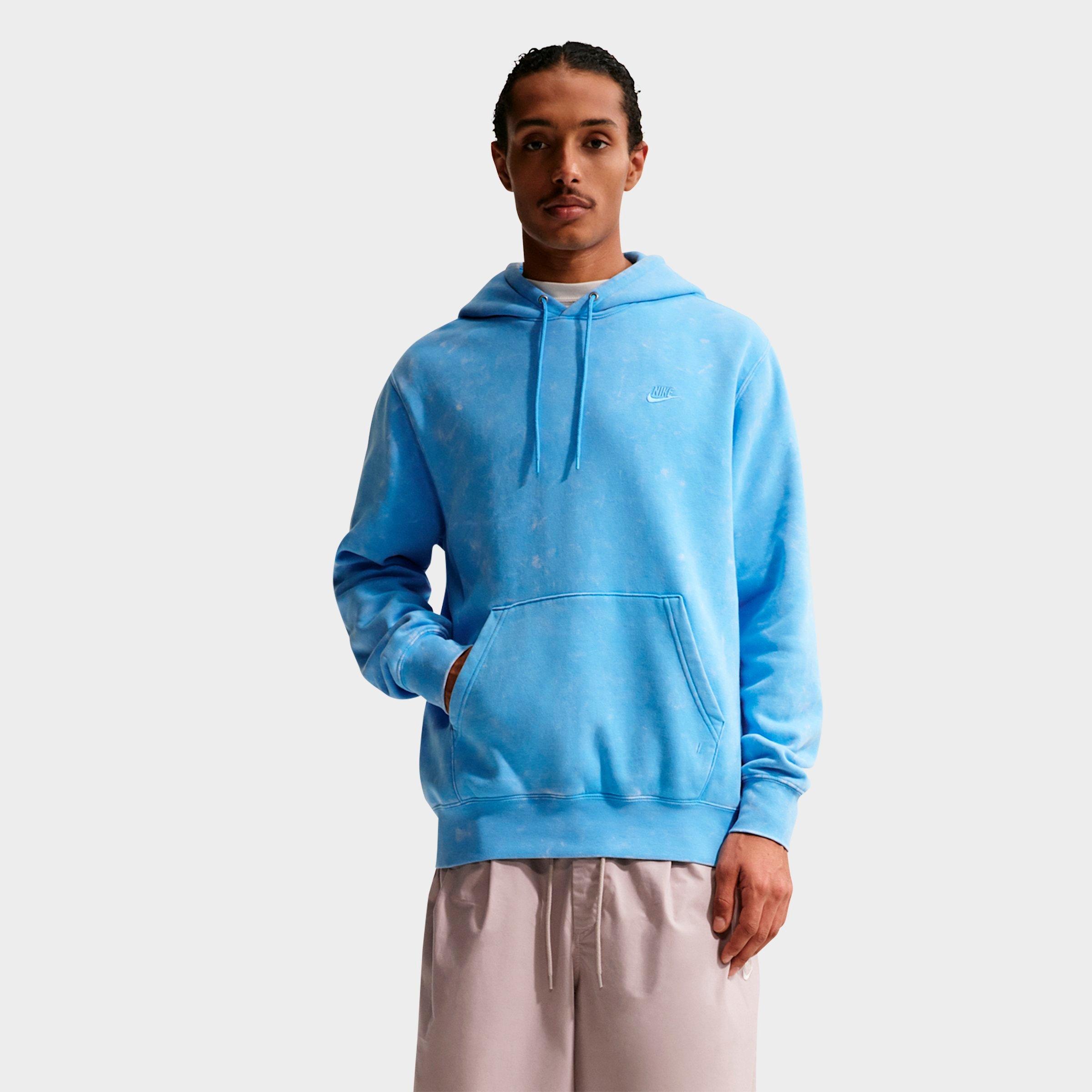 Nike Men's Sportswear Club Washed Fleece Hoodie in University Blue/University Blue Size: XS