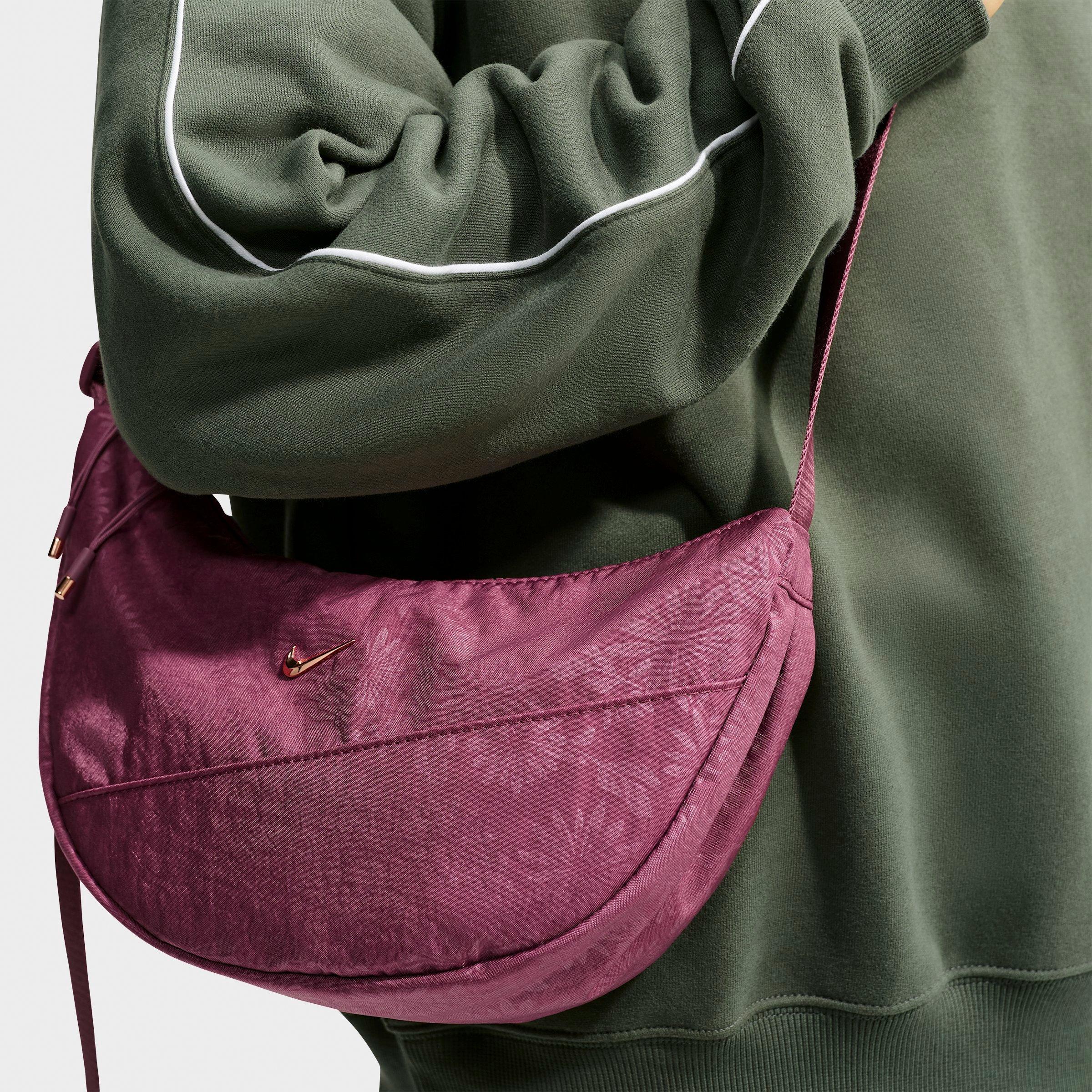 Nike Women's Aura Floral Crescent Crossbody Bag in Pink Smoke/Pink Smoke/Rose Gold