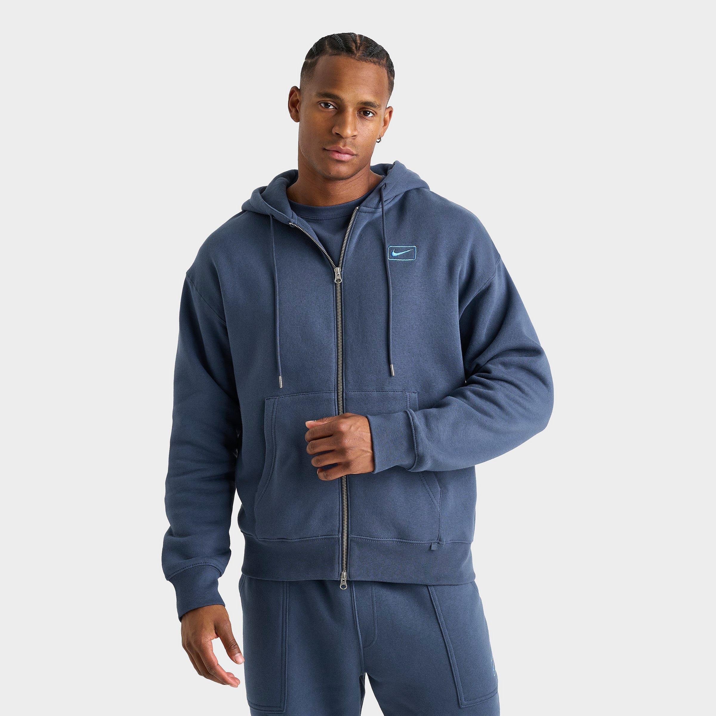 Nike Men's Sportswear Swoosh Box Graphic Full-Zip Hoodie in Thunder Blue Size: Small