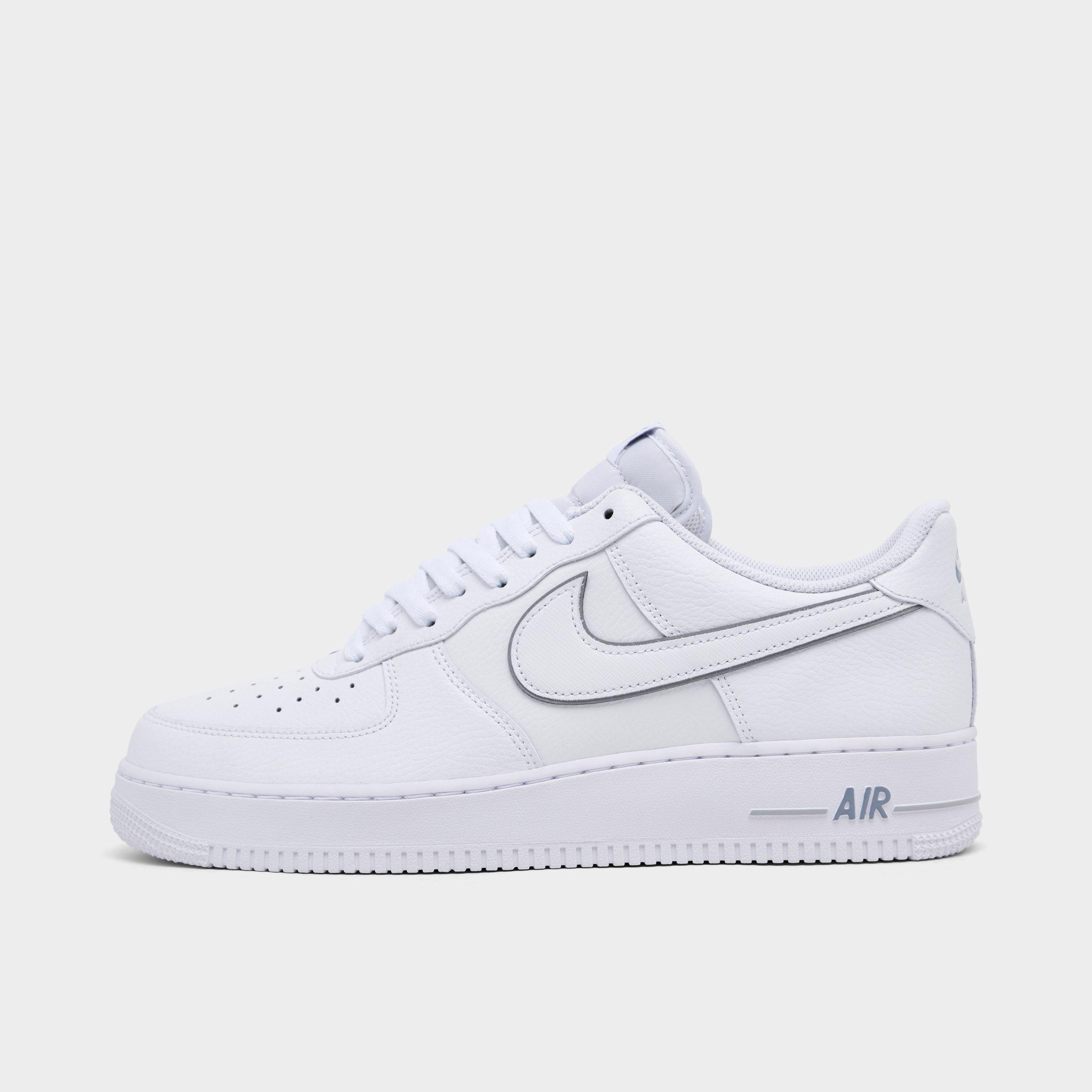 Nike Men's Air Force 1 '07 LV8 Casual Shoes in White/Metallic Silver/Wolf Grey Size: 13.0