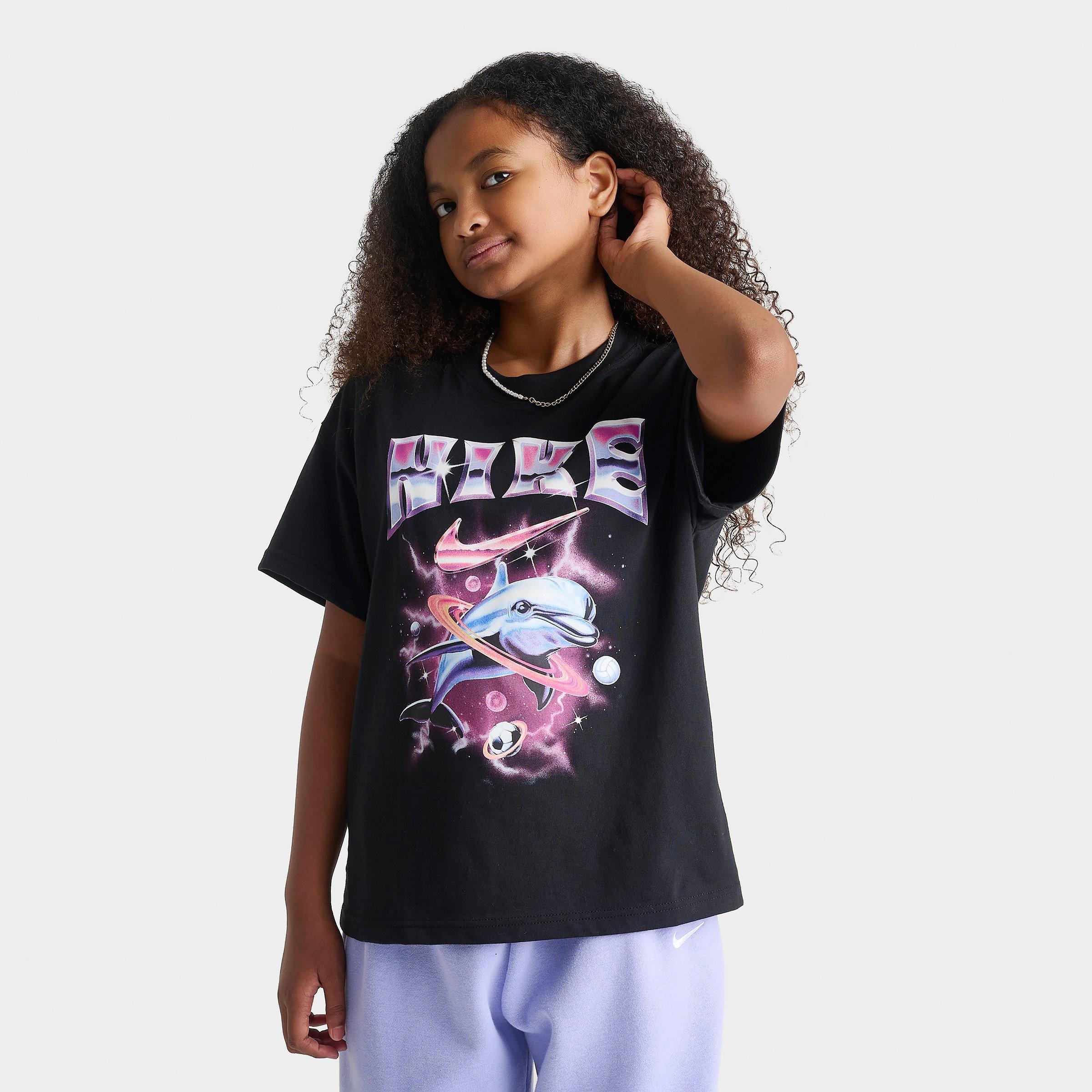 Nike Girls' Big Kids Sportswear Futura Graphic T-Shirt in Black Size: Medium
