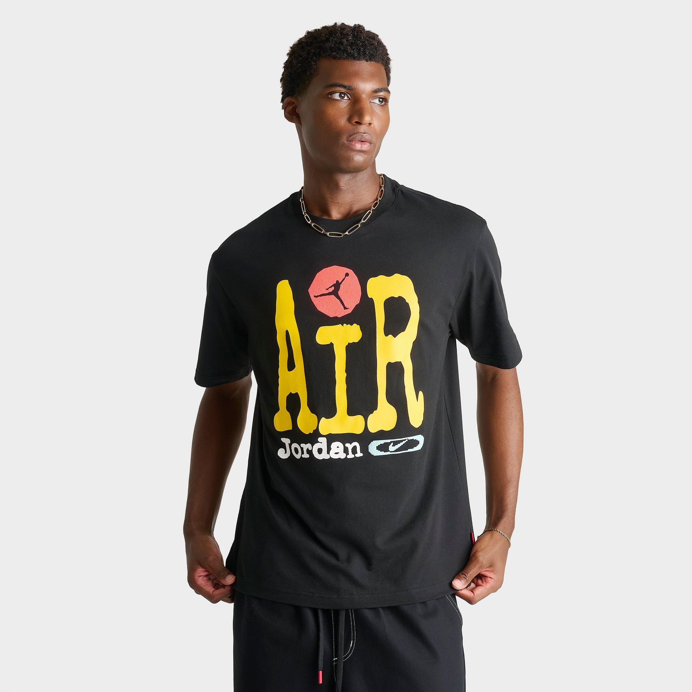 Jordan Men's Big Air Graphic T-Shirt in Black/Amarillo/Infrared 23 Size: Medium