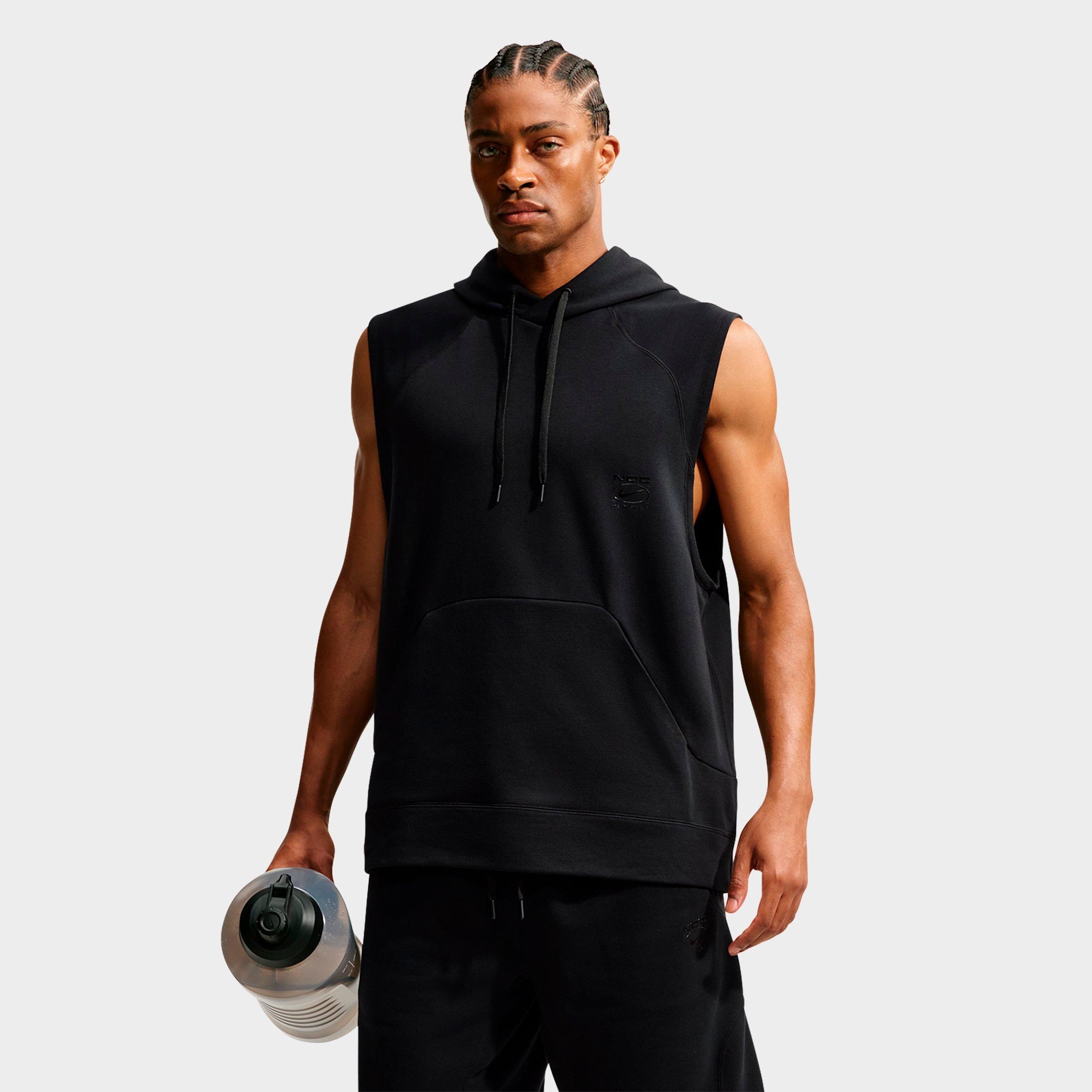 Nike Men's N. A.C. Dri-FIT Fleece Sleeveless Training Hoodie in Black Size: Large