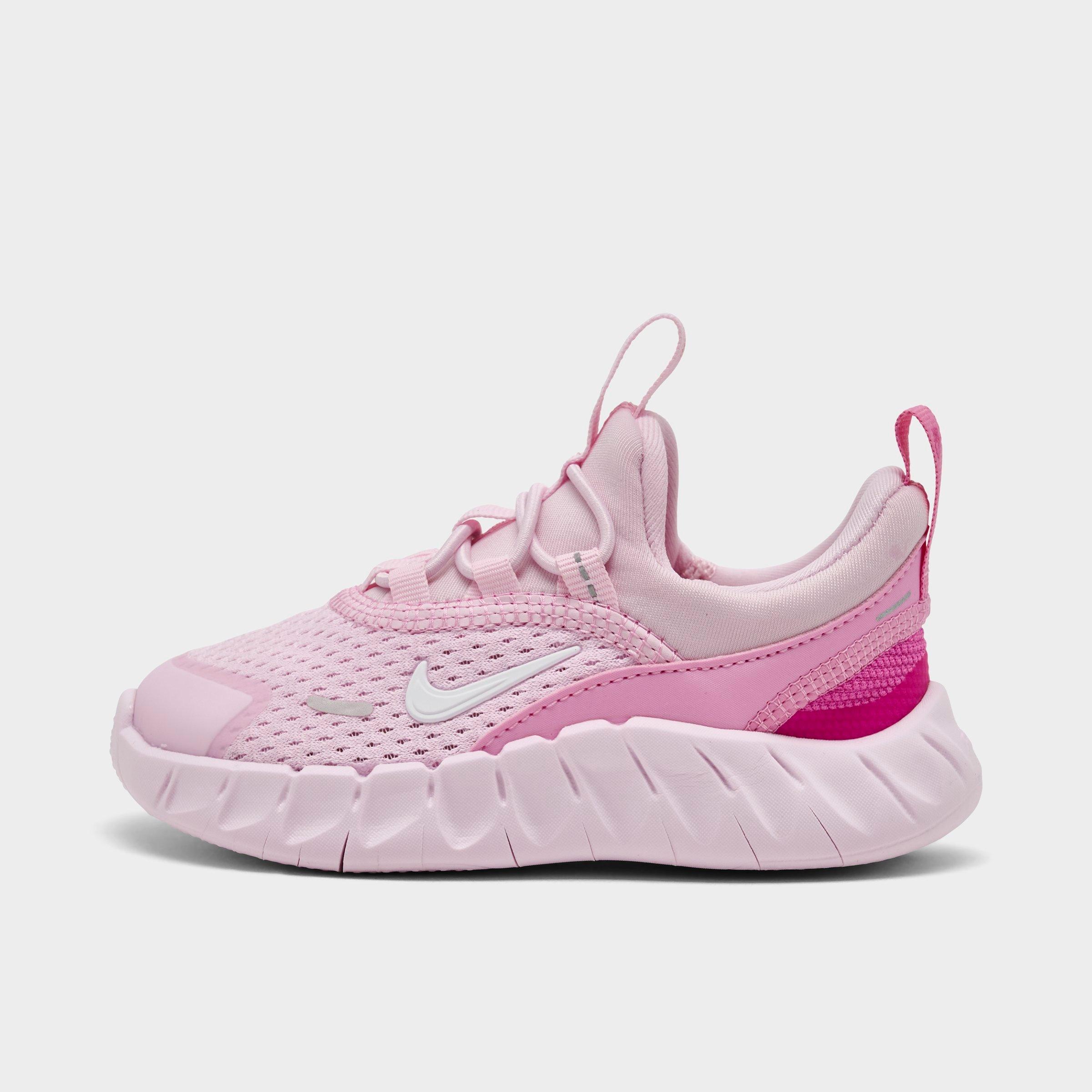 Nike Kids Toddler Free Ride Stretch Lace Running Shoes in Pink Rise/Playful Pink/Bleached Lilac Size: 4.0