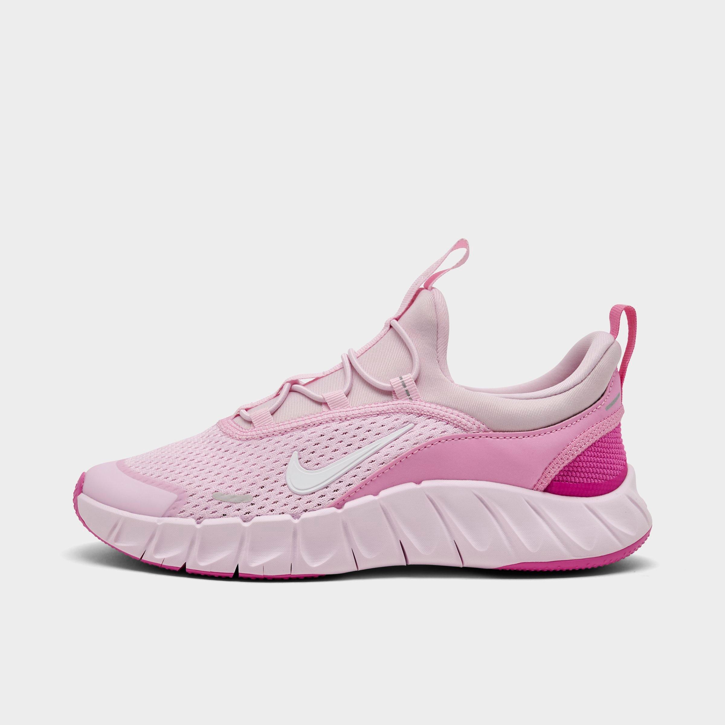 Nike Little Kids Free Ride Stretch Lace Running Shoes in Pink Rise/Playful Pink/Bleached Lilac Size: 2.0