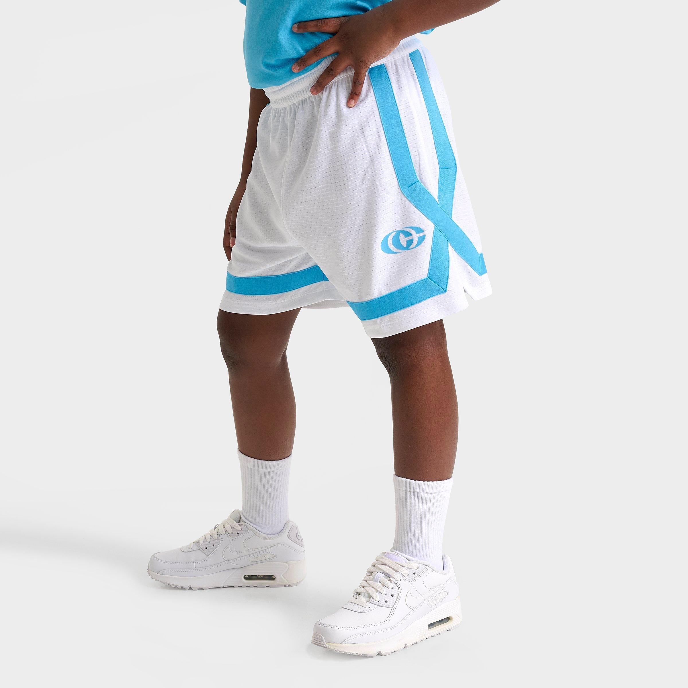 Nike Big Kids Caitlin Clark Crossover Shorts in White/Baltic Blue/Baltic Blue Size: Small