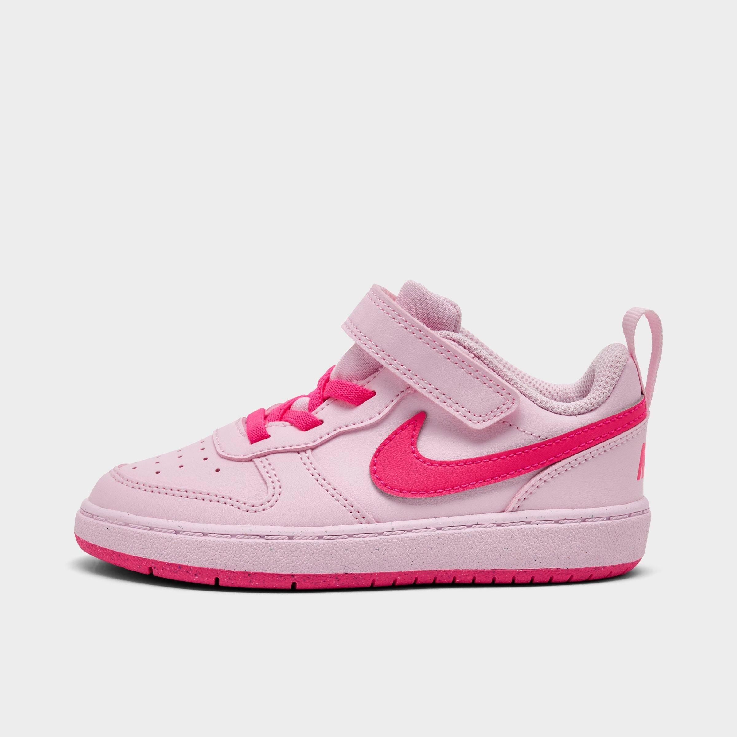 Nike Kids Toddler Court Borough Low Recraft Stretch Lace Casual Shoes in Pink Foam/White/Hyper Pink Size: 7.0