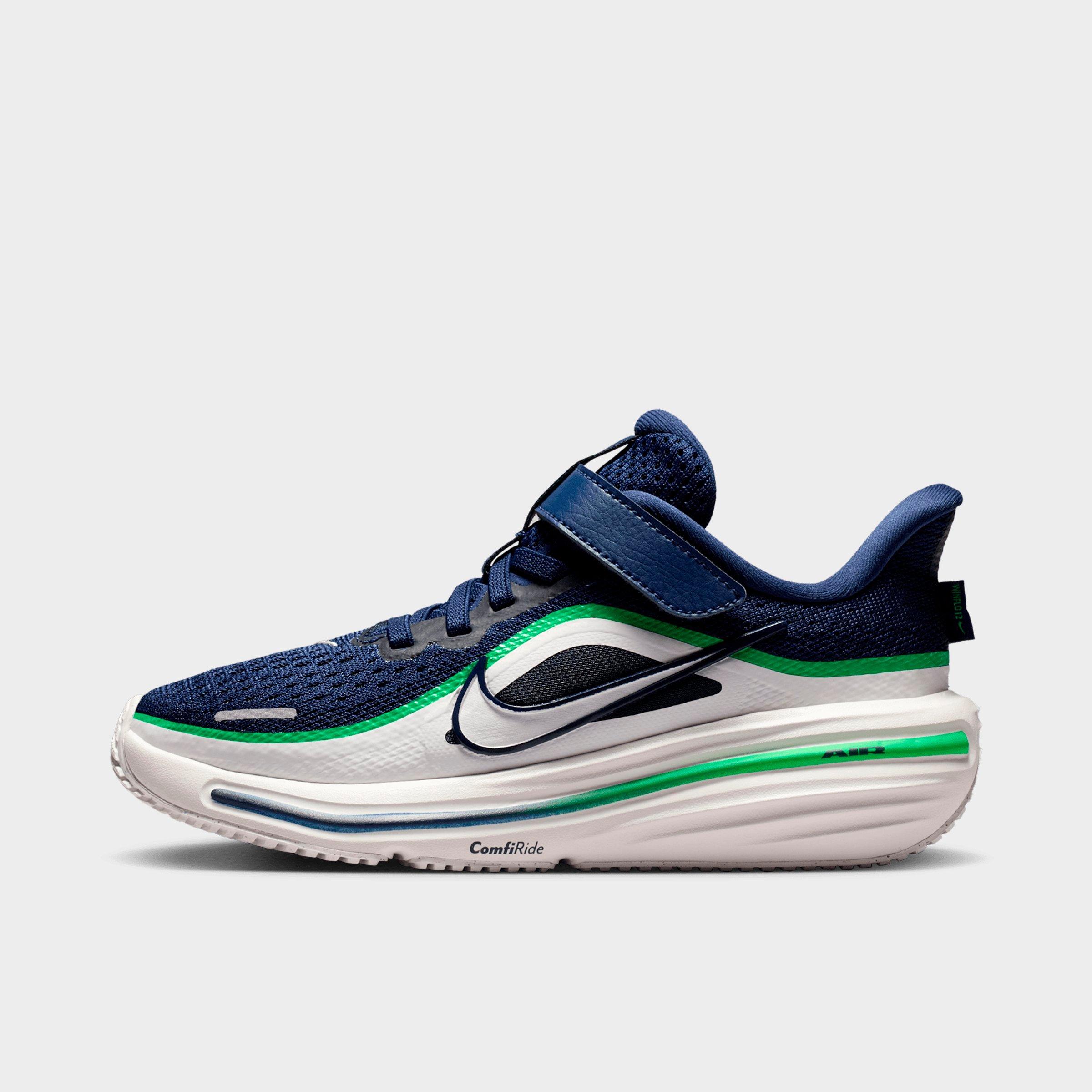 Nike Little Kids Winflo 12 Road Running Shoes in Midnight Navy/Green Spark/Summit White Size: 11.5