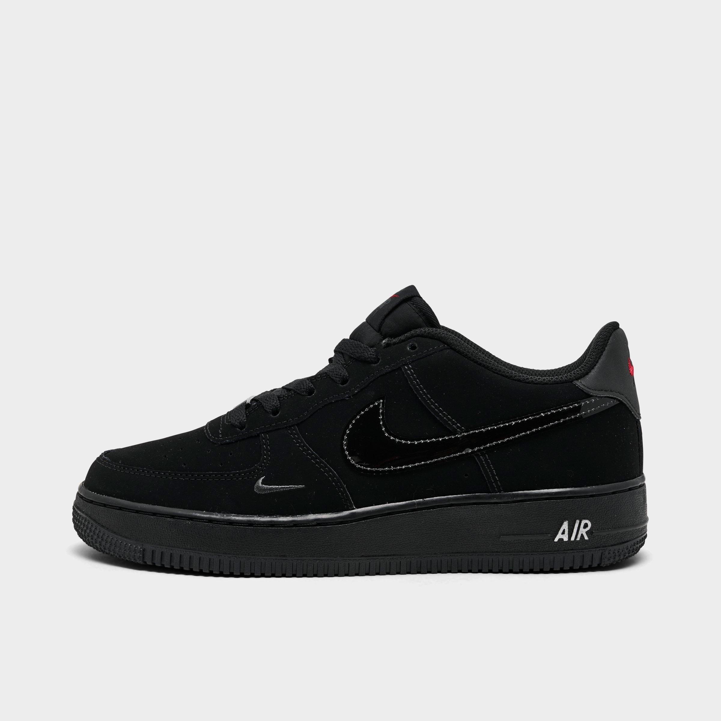 Nike Big Kids Air Force 1 Low Casual Shoes in Black/Dark Smoke Size: 5.5