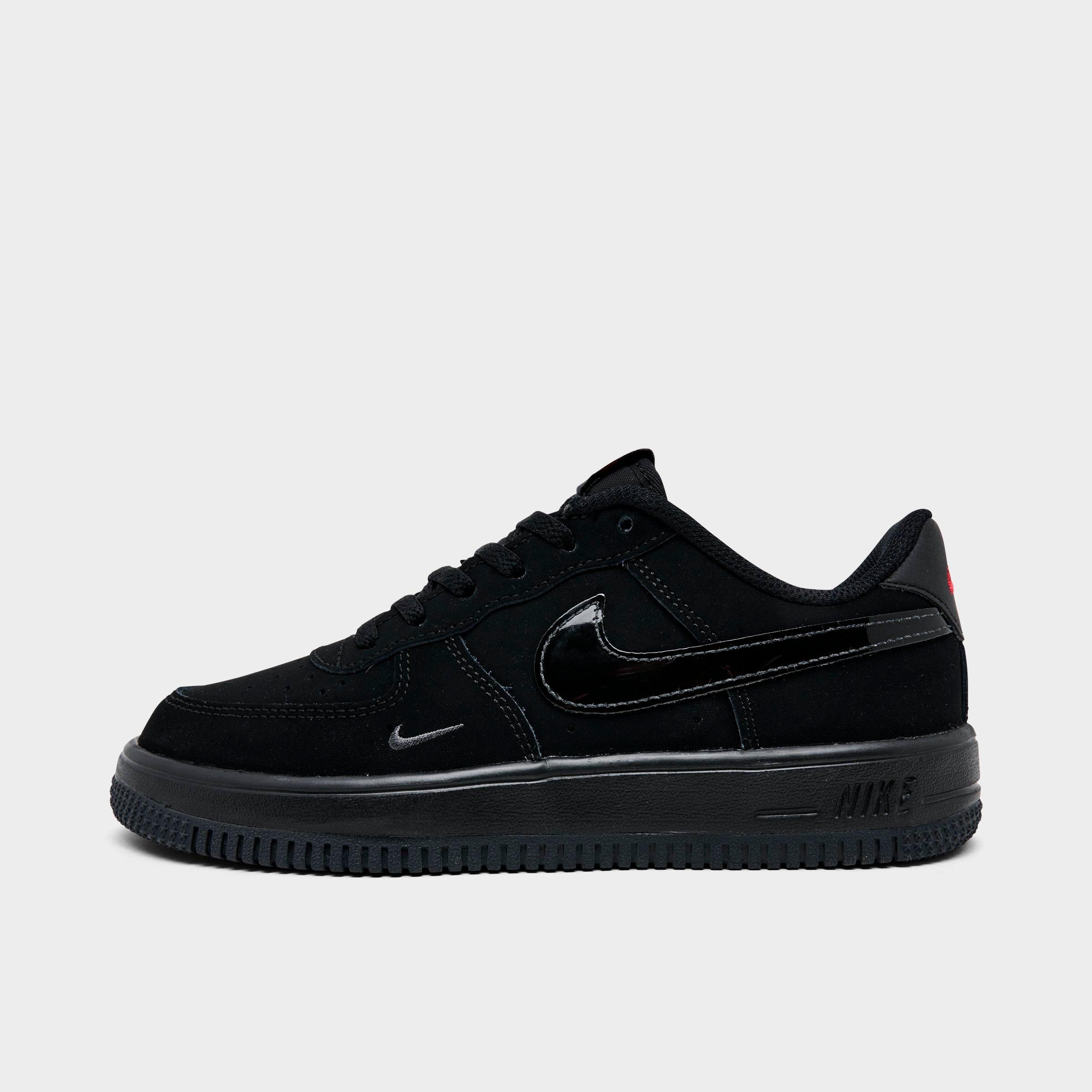 Nike Little Kids Force 1 Low Casual Shoes in Black/Smoke Grey/Dark Smoke Grey Size: 11.0