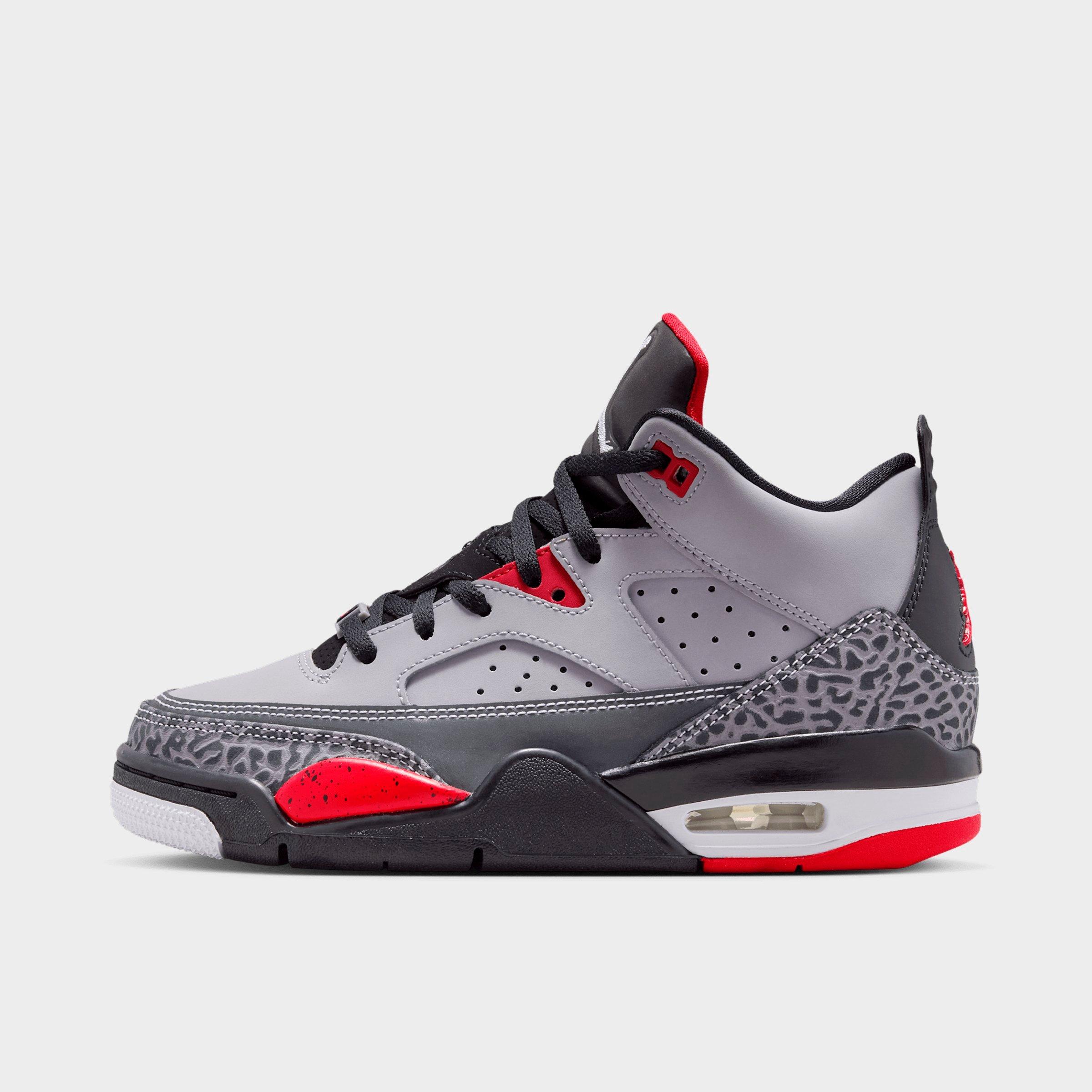 Jordan Big Kids Air Son of Mars Low Casual Shoes in Cement Grey/Black/Fire Red Size: 6.0