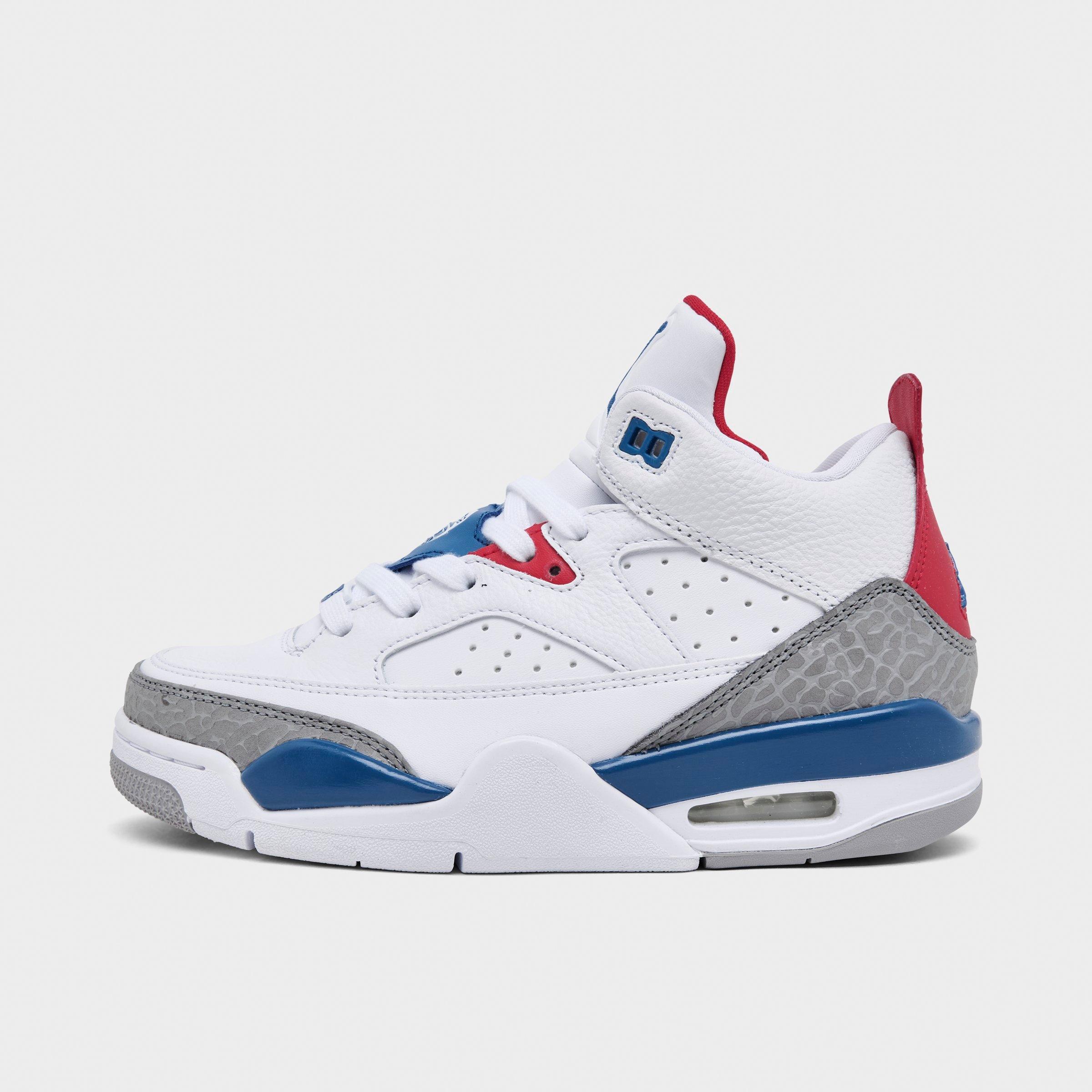 Jordan Big Kids Air Son of Mars Low Casual Shoes in White/Varsity Red/Light Smoke Grey Size: 4.0