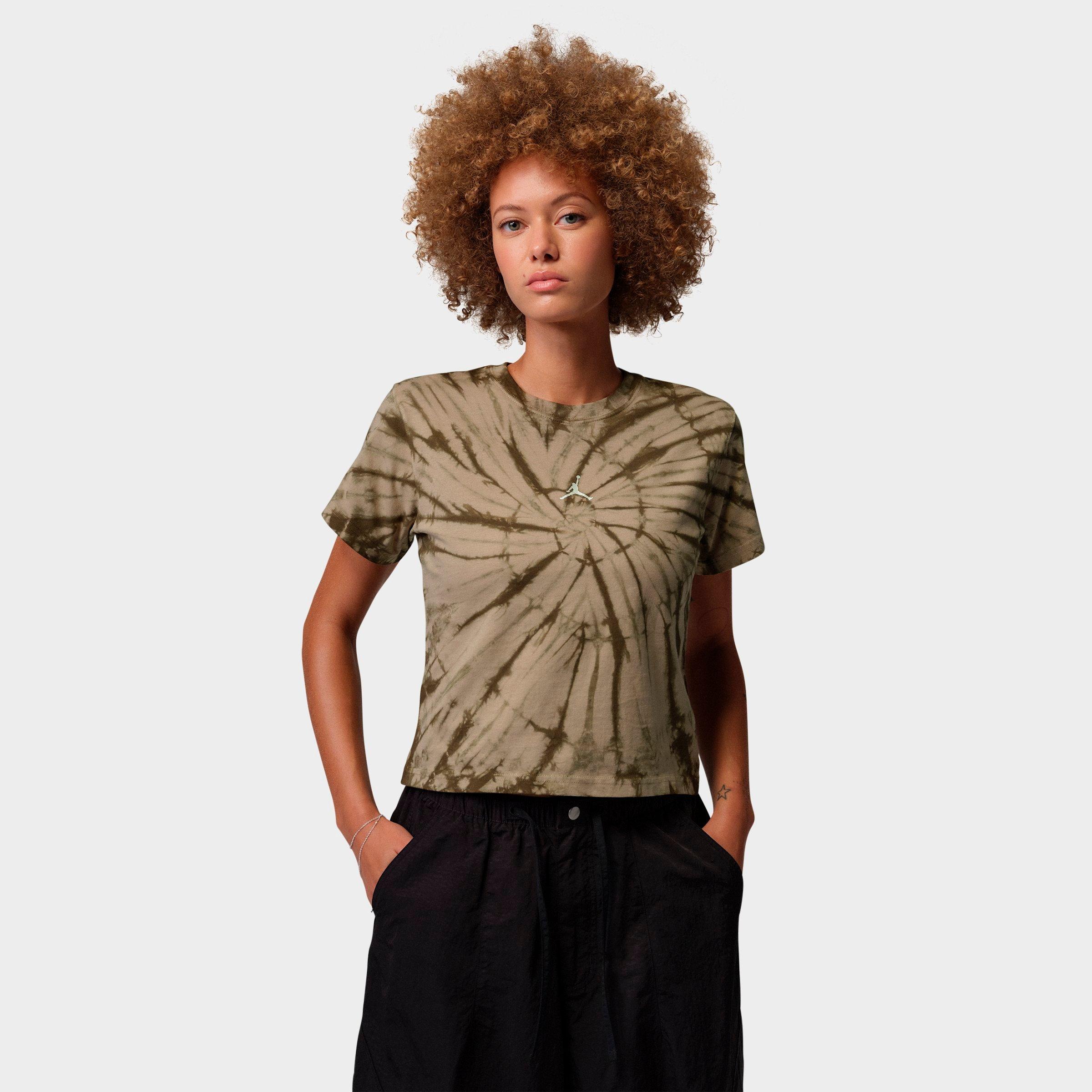 Jordan Women's Brooklyn All-over Print Graphic T-Shirt in Khaki/Pale Ivory Size: Medium