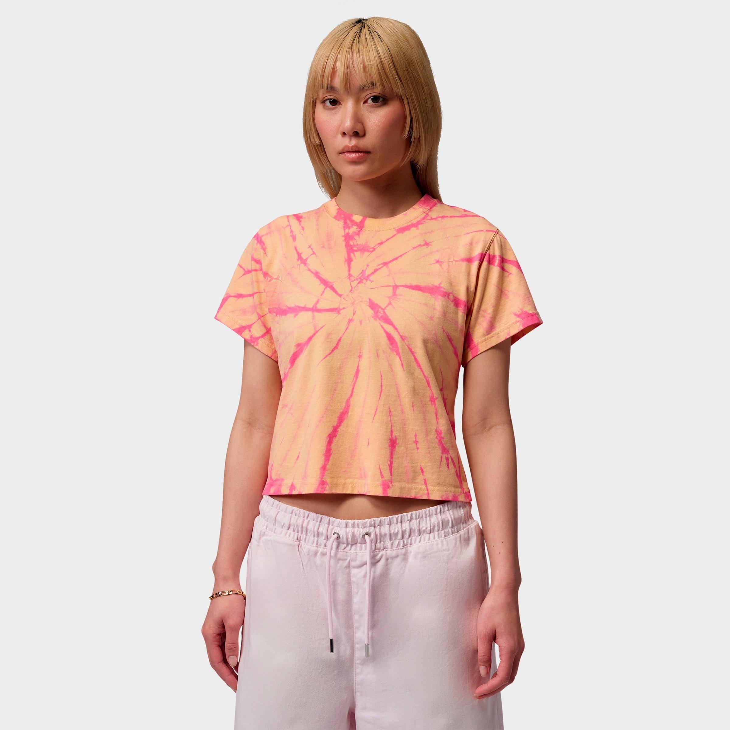 Nike Women's Jordan Brooklyn All-over Print Graphic T-Shirt in Lemon Wash/Pinksicle Size: XL